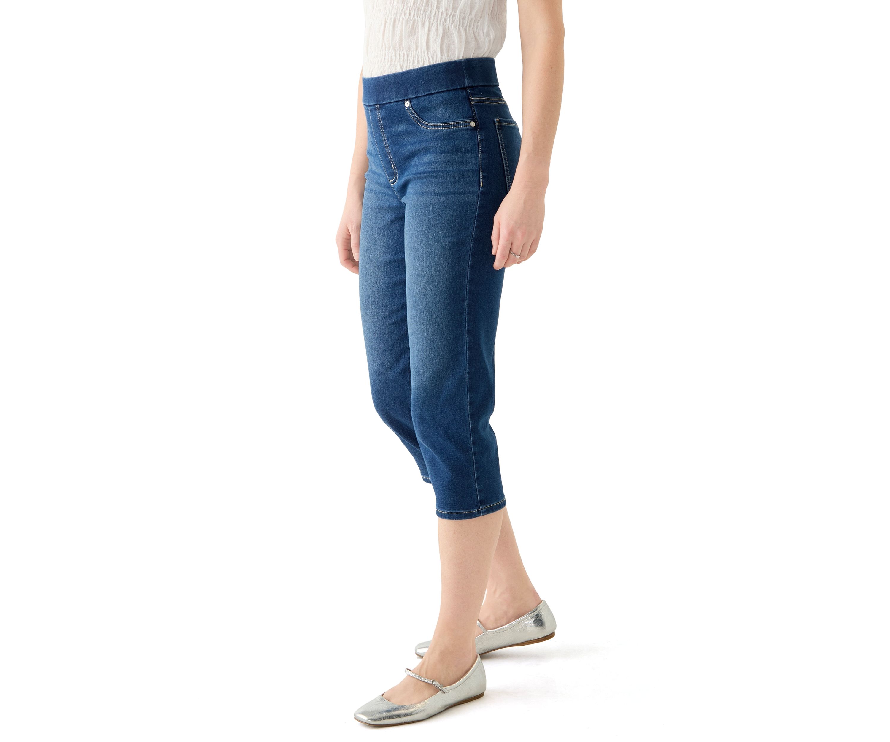 Womens Knit Denim Capri Jeans