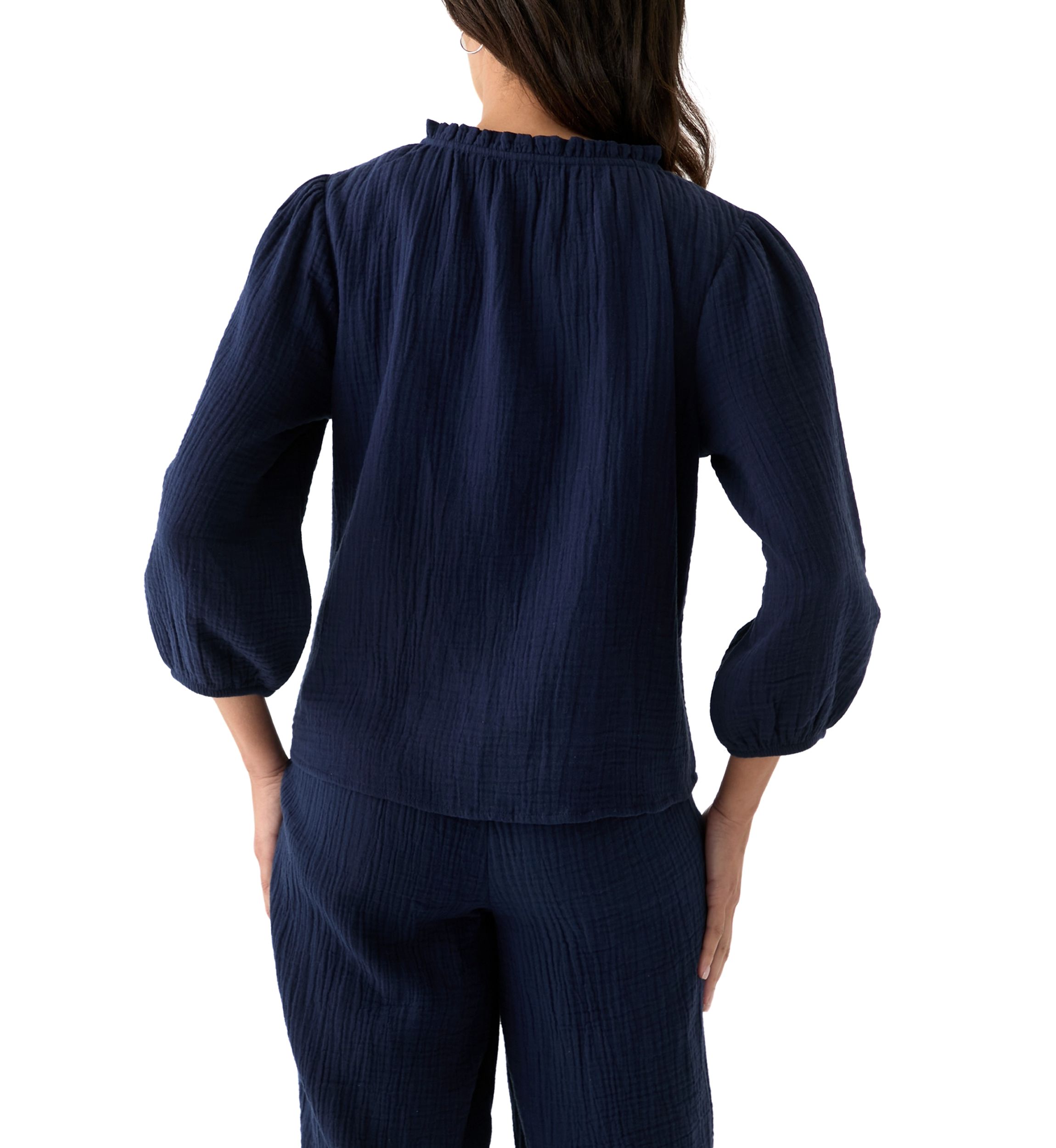 Womens Gauze Ruffle Top