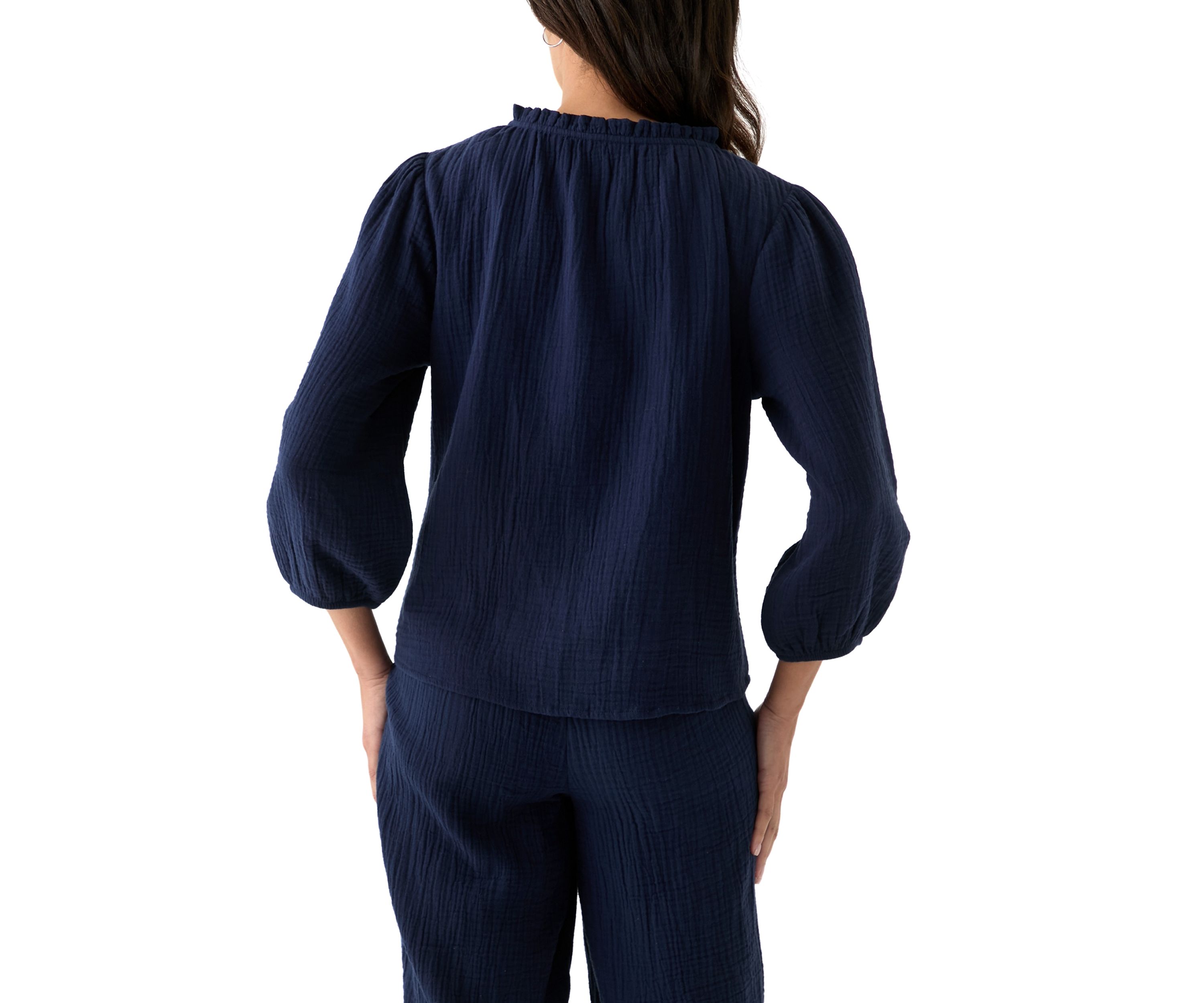 Womens Gauze Ruffle Top