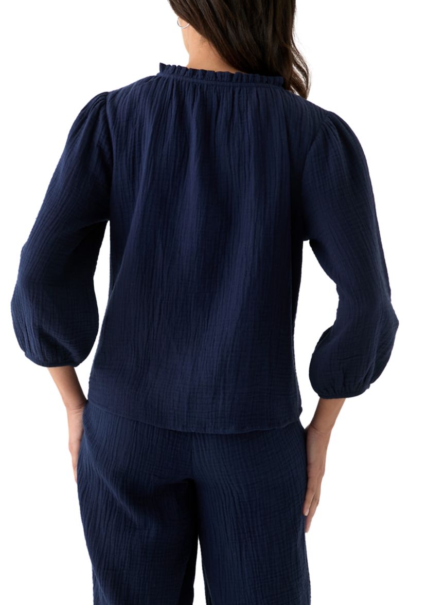 Womens Gauze Ruffle Top