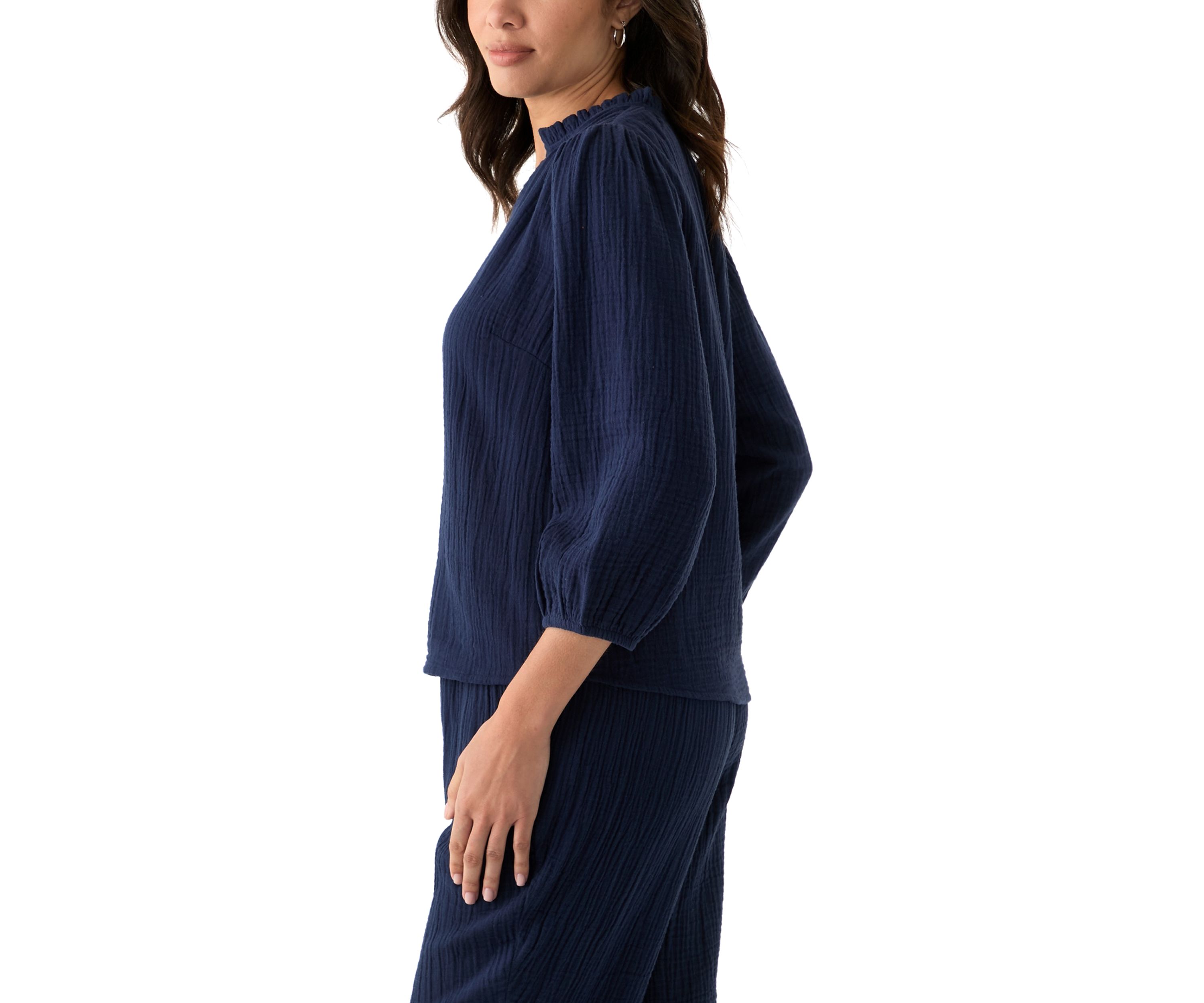Womens Gauze Ruffle Top