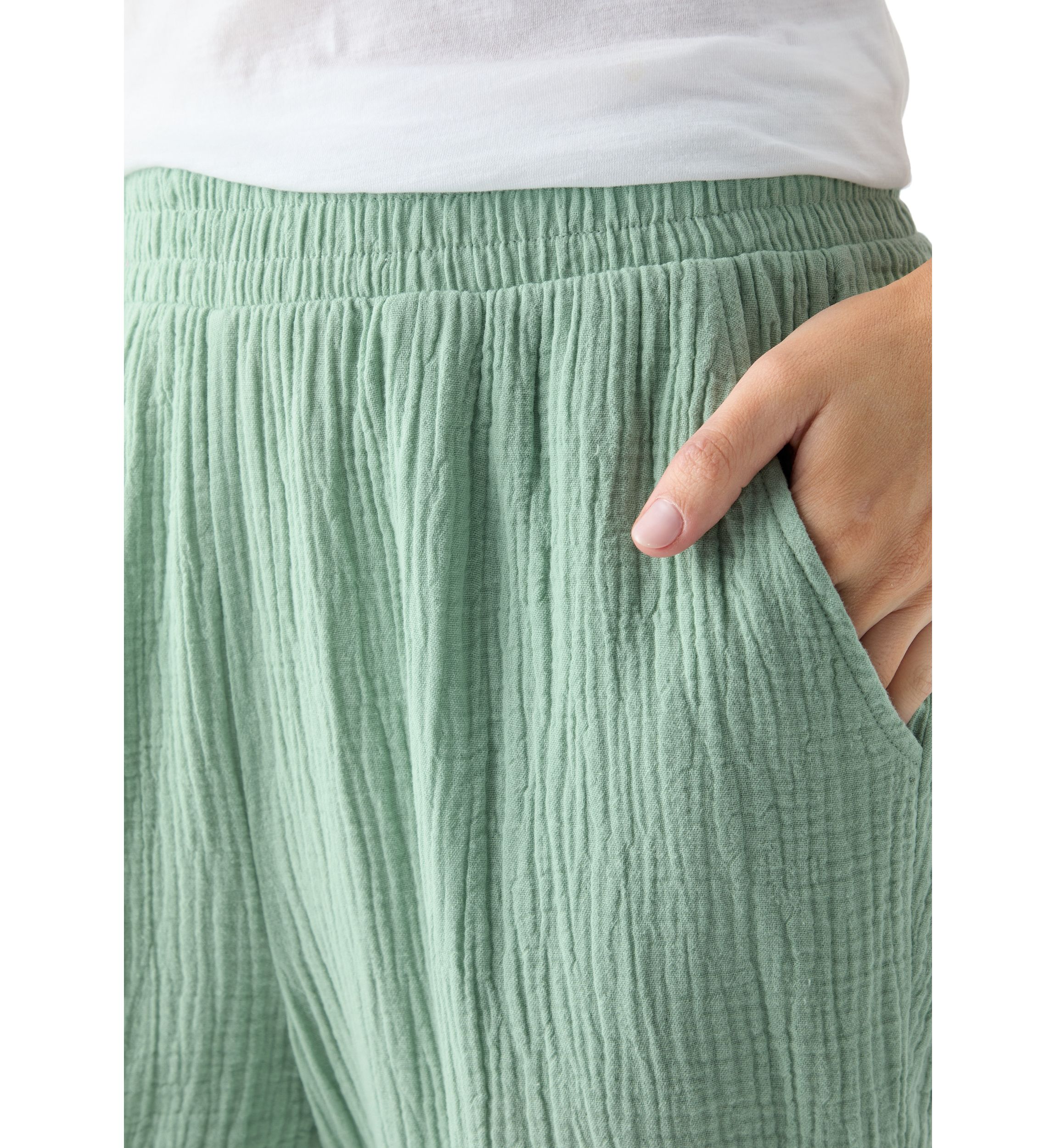 Womens Gauze Cropped Pants