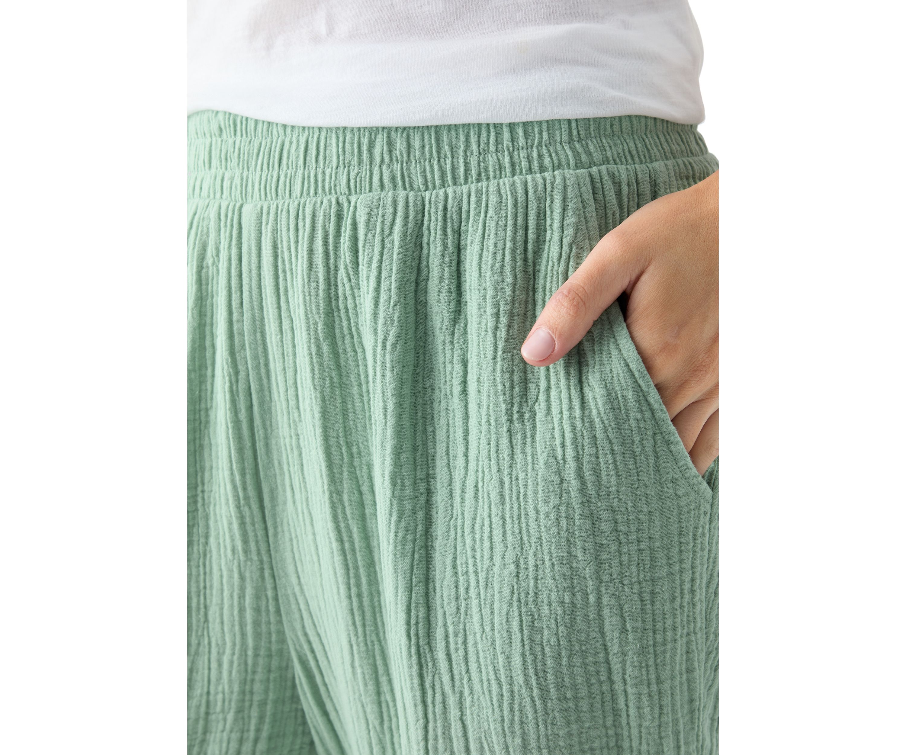 Womens Gauze Cropped Pants