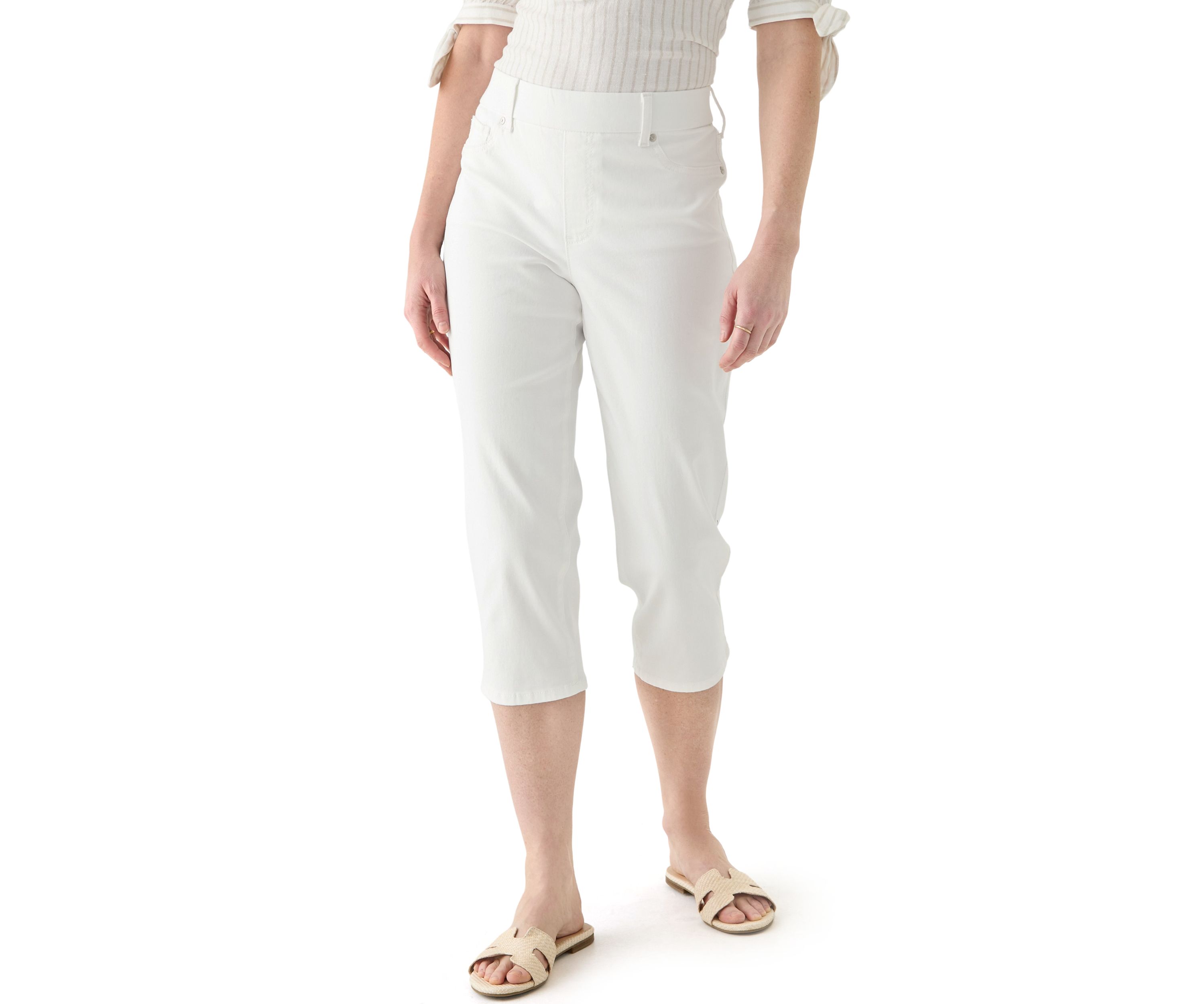 Womens White Denim Capri Pants