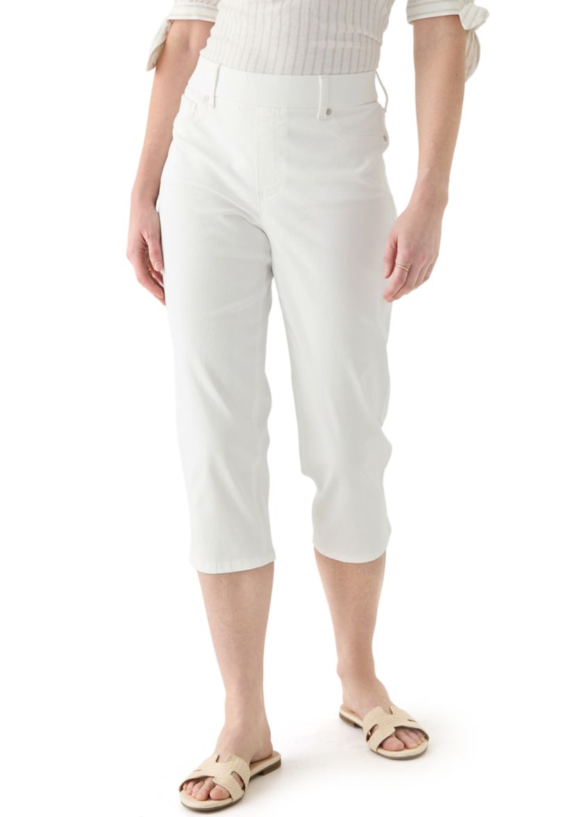 Womens White Denim Capri Pants