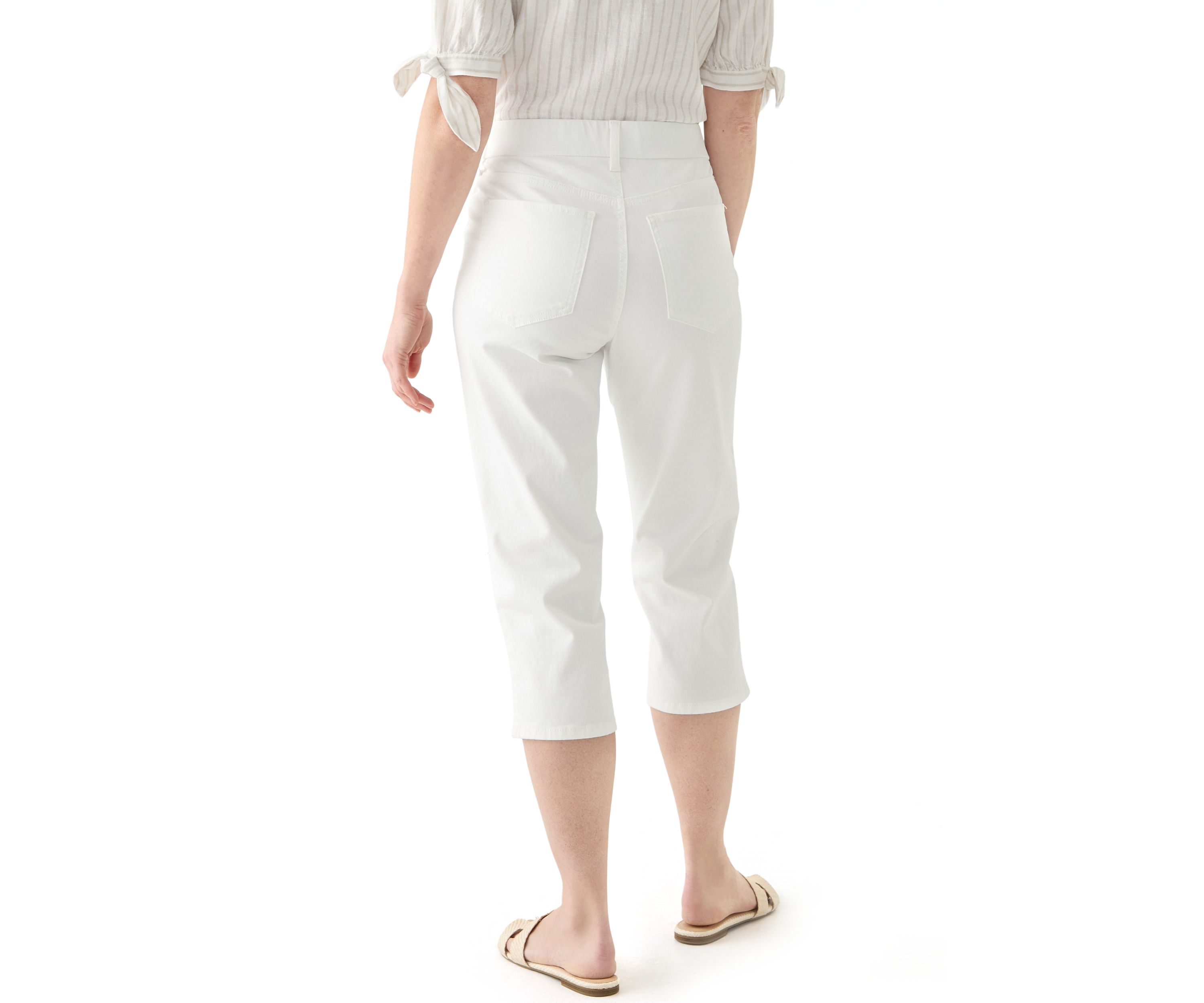 Womens White Denim Capri Pants