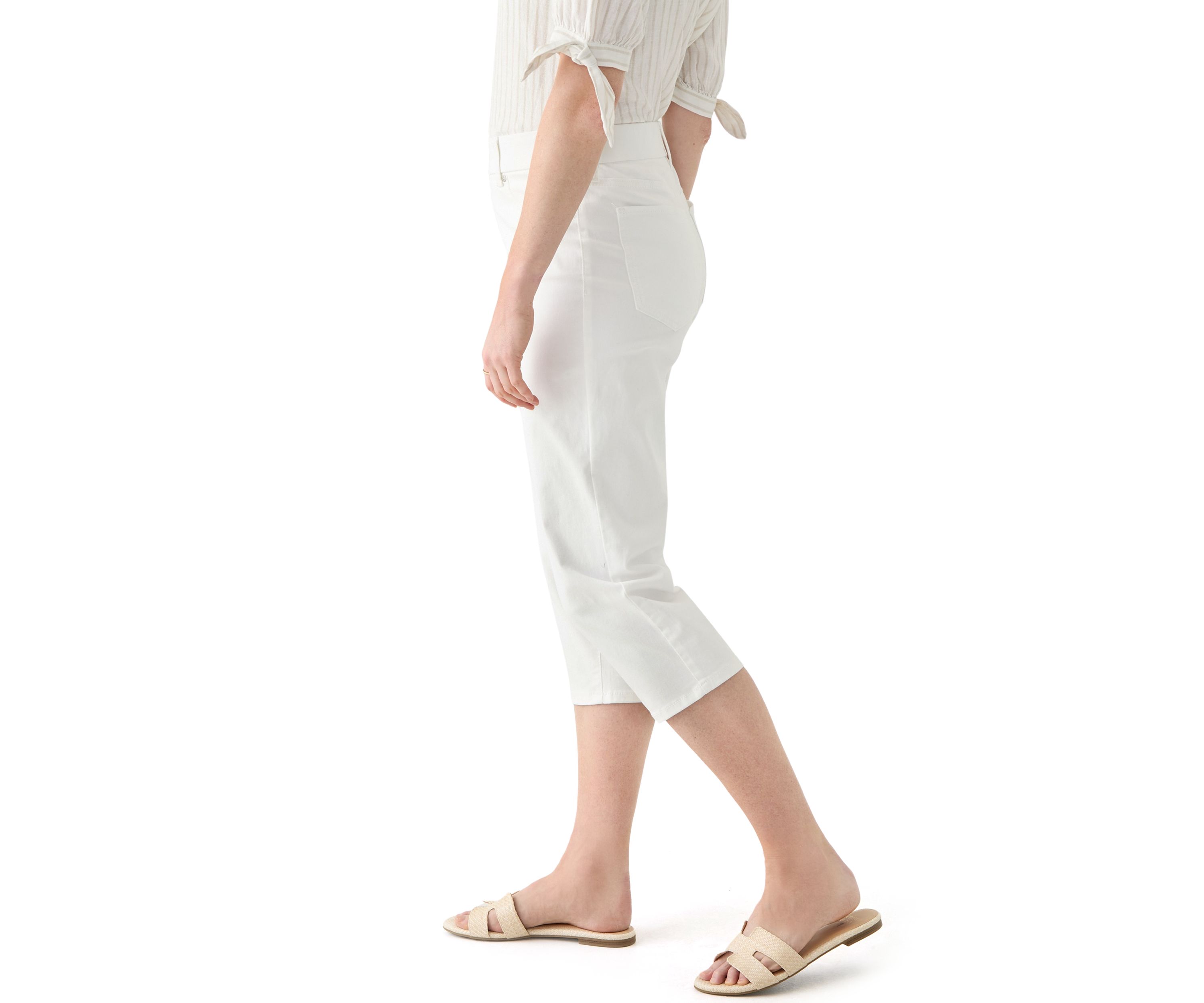 Womens White Denim Capri Pants