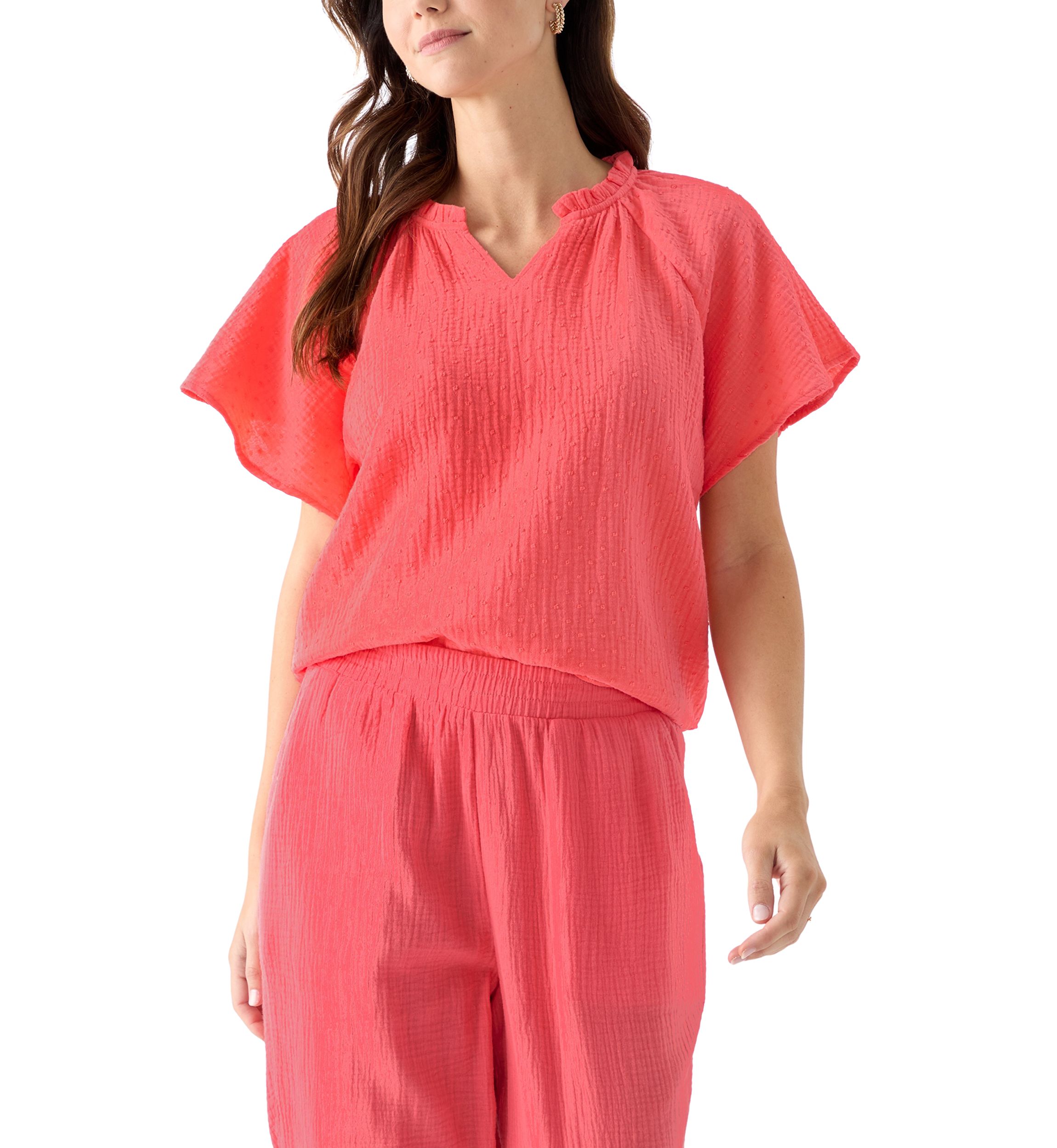 Womens Flutter Sleeve Gauze Top 