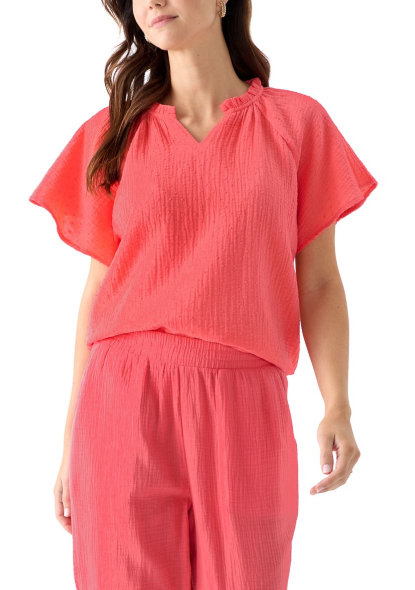 Womens Flutter Sleeve Gauze Top 