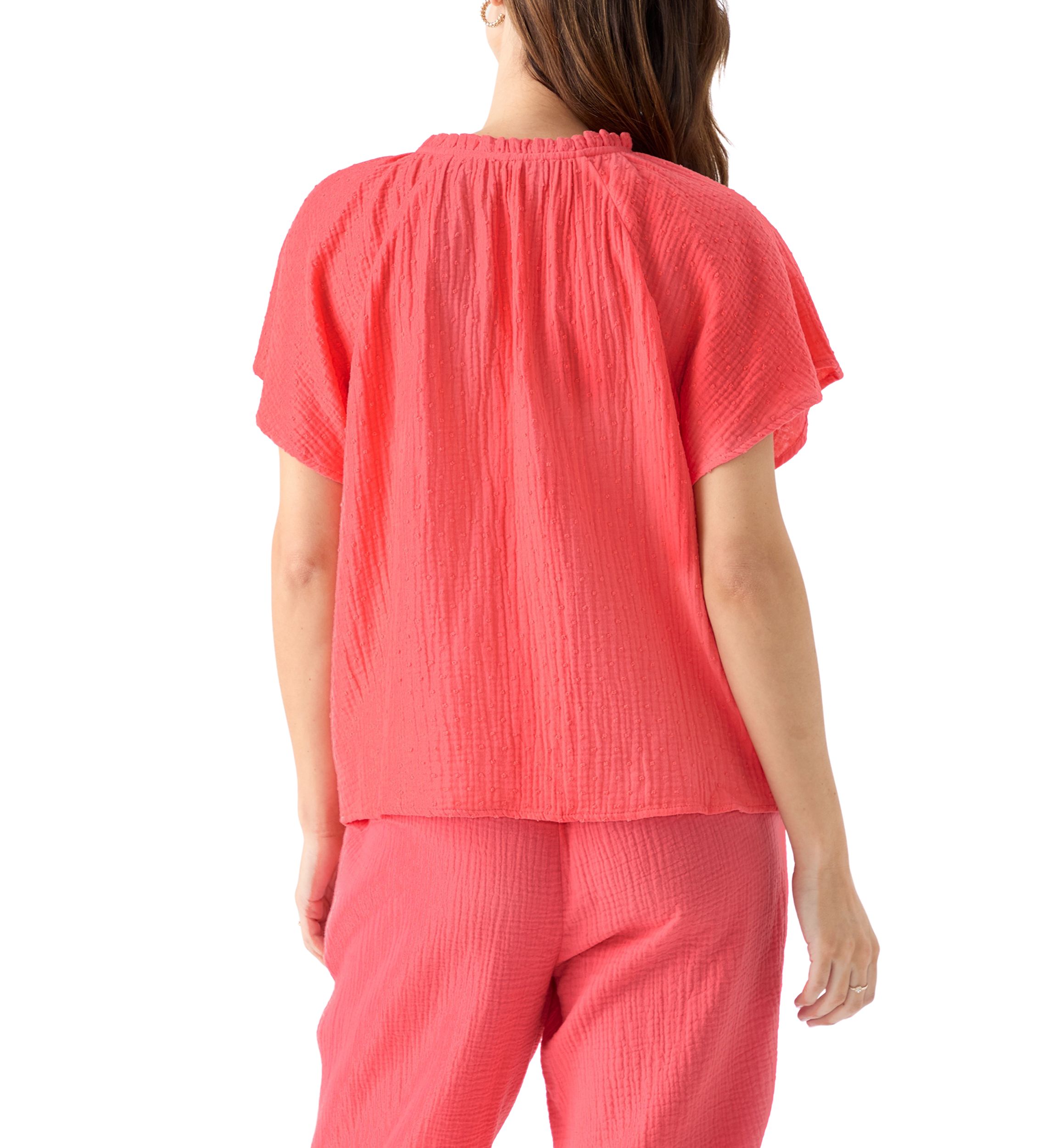 Womens Flutter Sleeve Gauze Top 