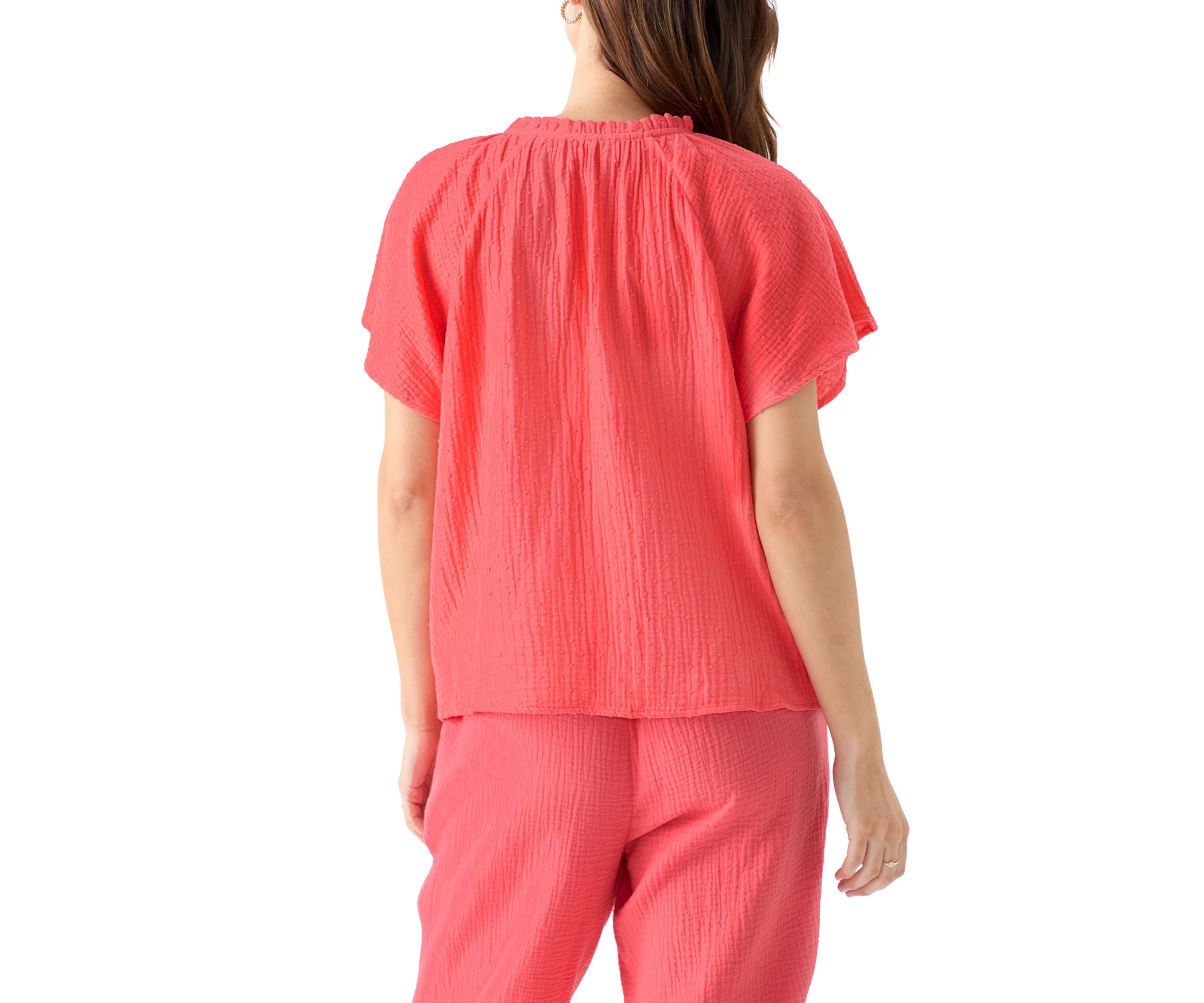 Womens Flutter Sleeve Gauze Top 
