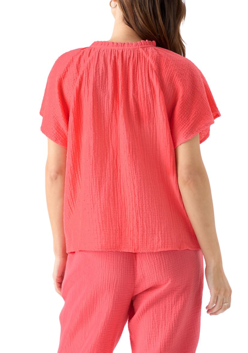 Womens Flutter Sleeve Gauze Top 