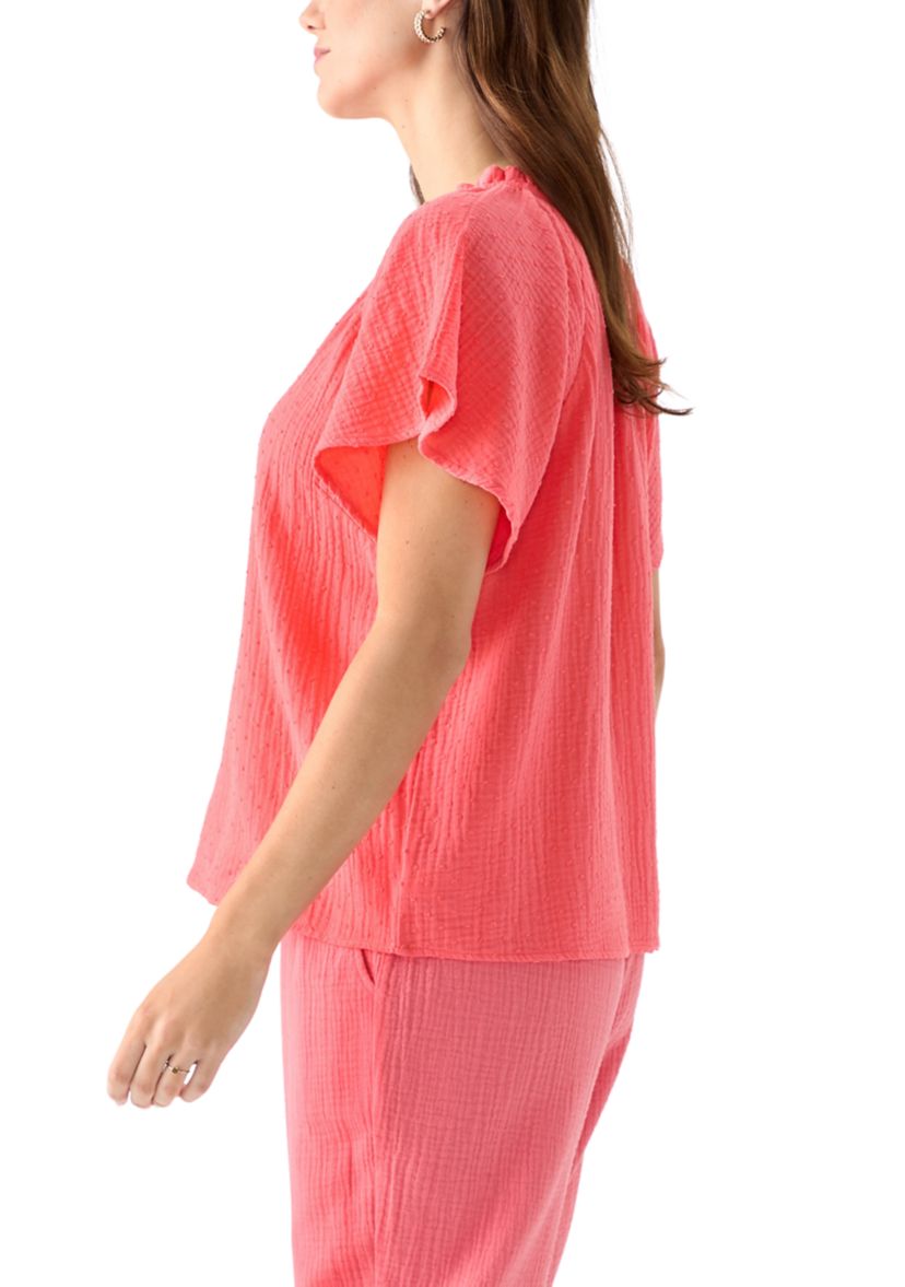Womens Flutter Sleeve Gauze Top 