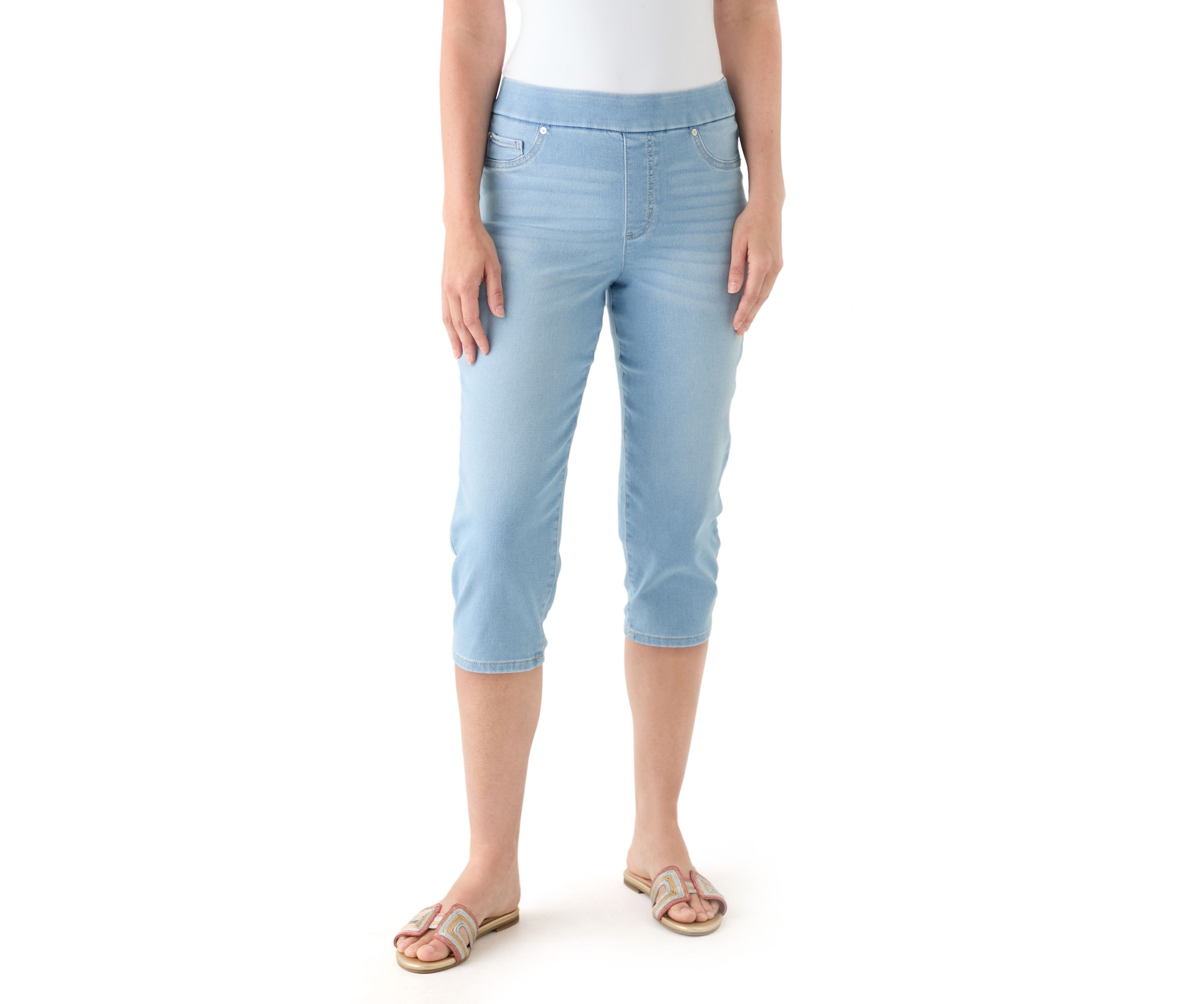 Womens Knit Denim Capri Pants