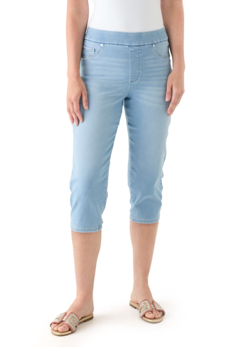 Womens Knit Denim Capri Pants