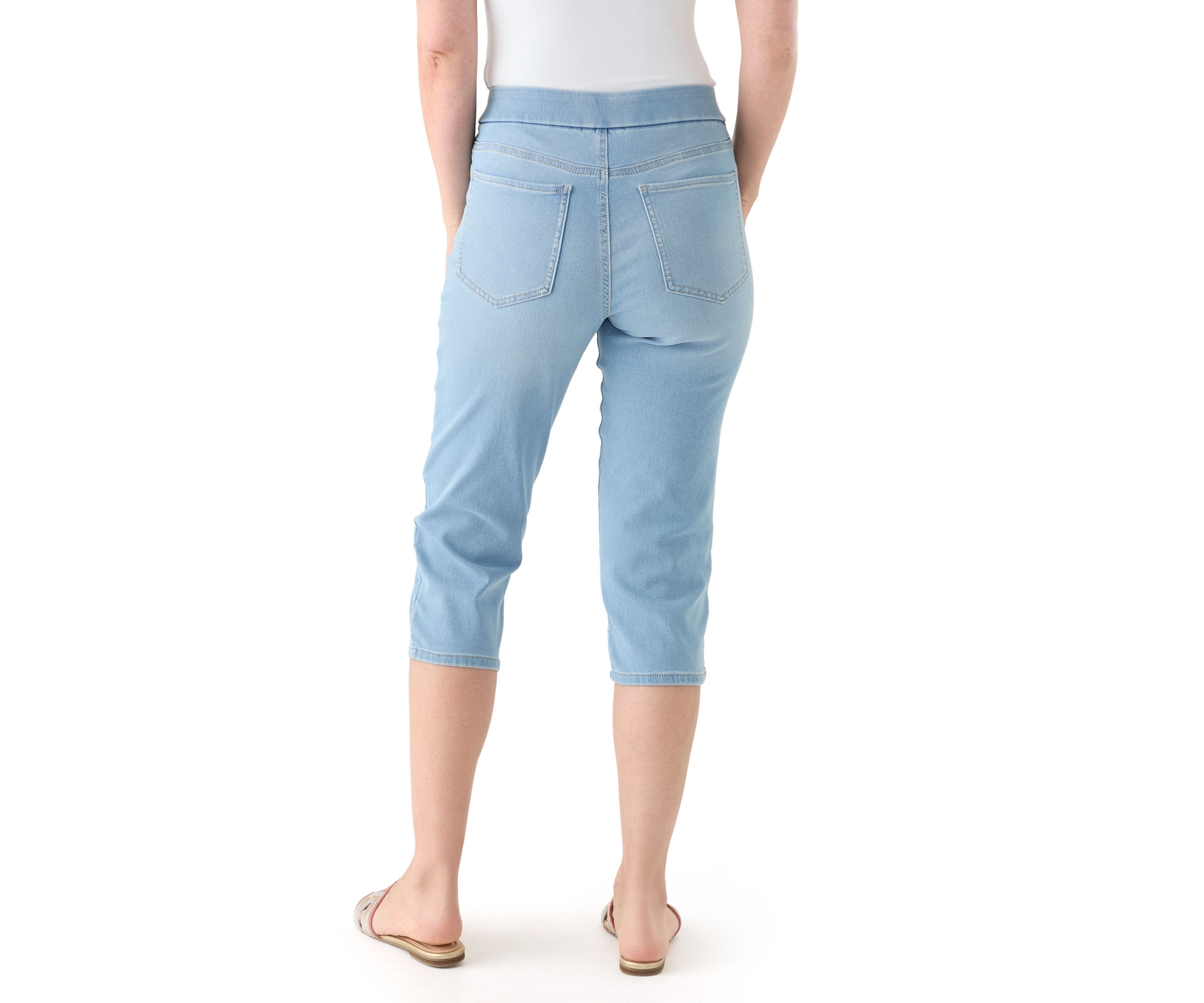 Womens Knit Denim Capri Pants