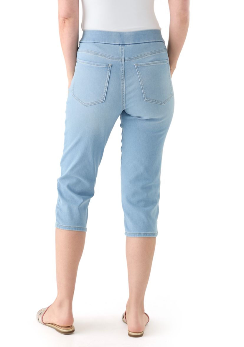 Womens Knit Denim Capri Pants