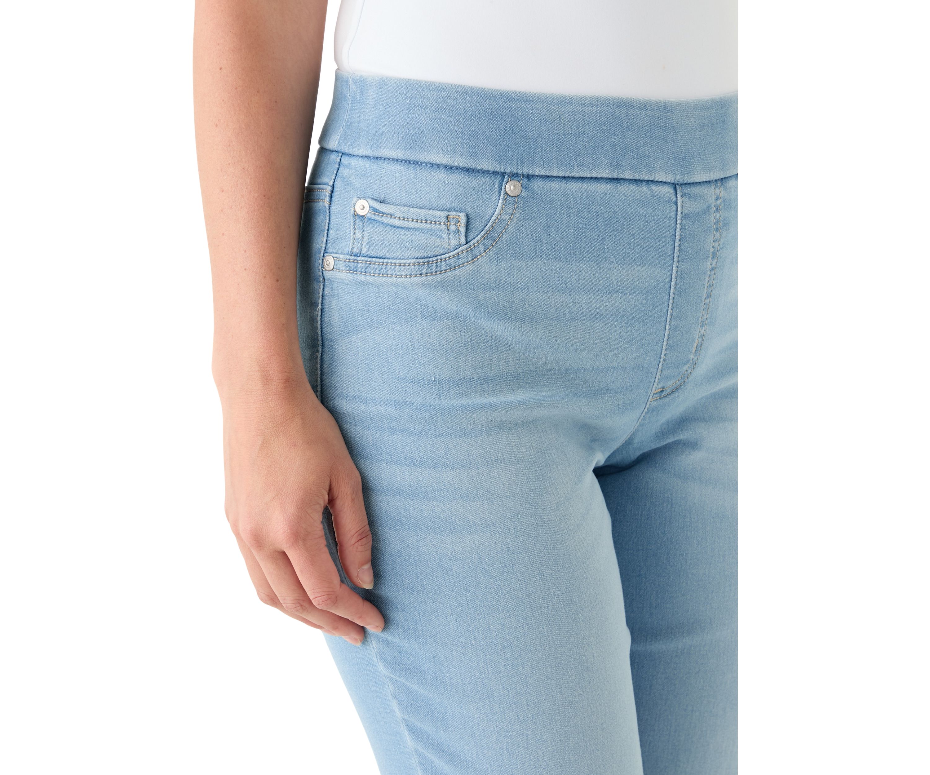 Womens Knit Denim Capri Pants