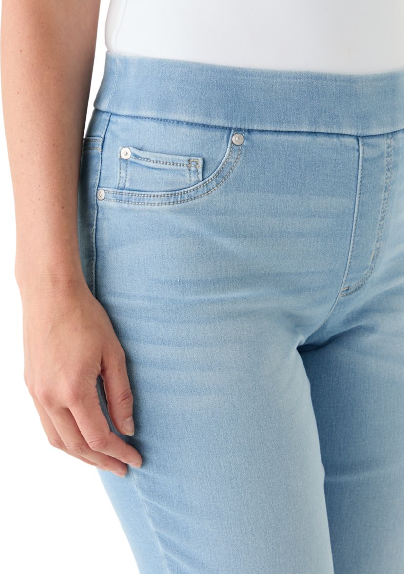 Womens Knit Denim Capri Pants
