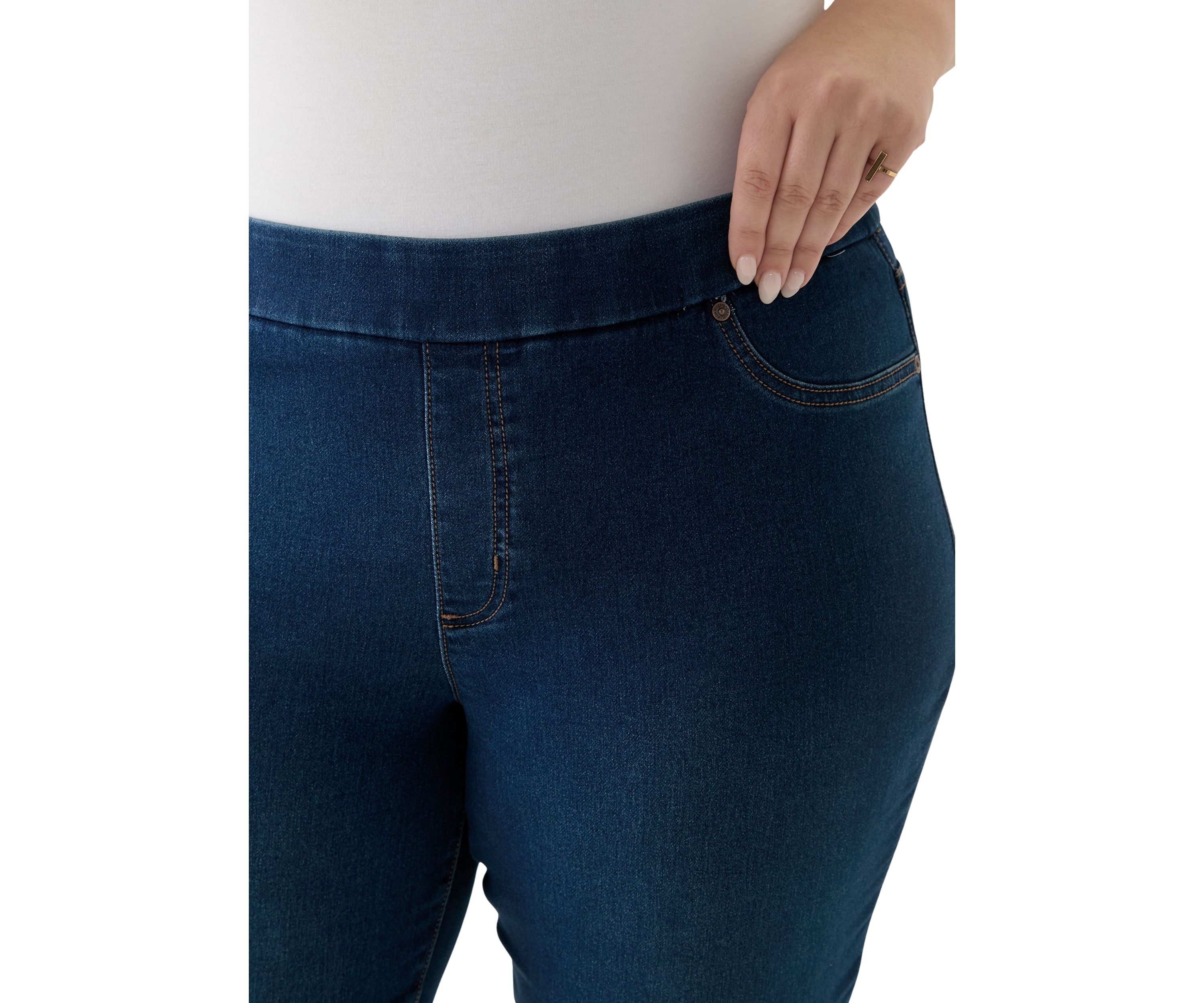 Plus Size Knit Denim Capri Pants