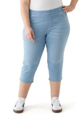 Kim Rogers Women's Plus Size Knit Denim Capri Pants, 16W -  0029042092583