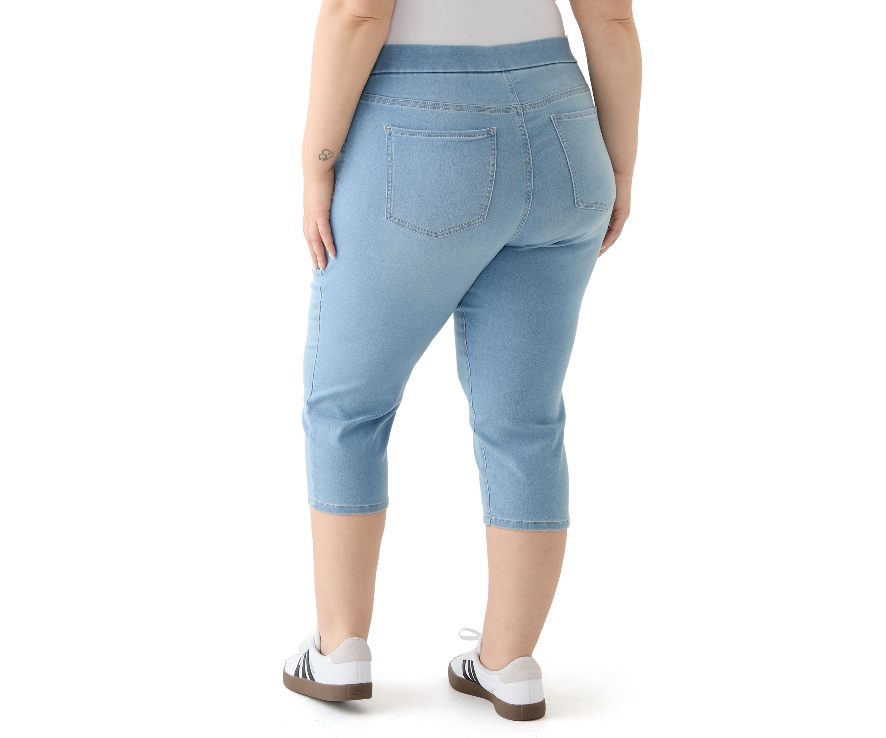 Plus Size Knit Denim Capri Pants