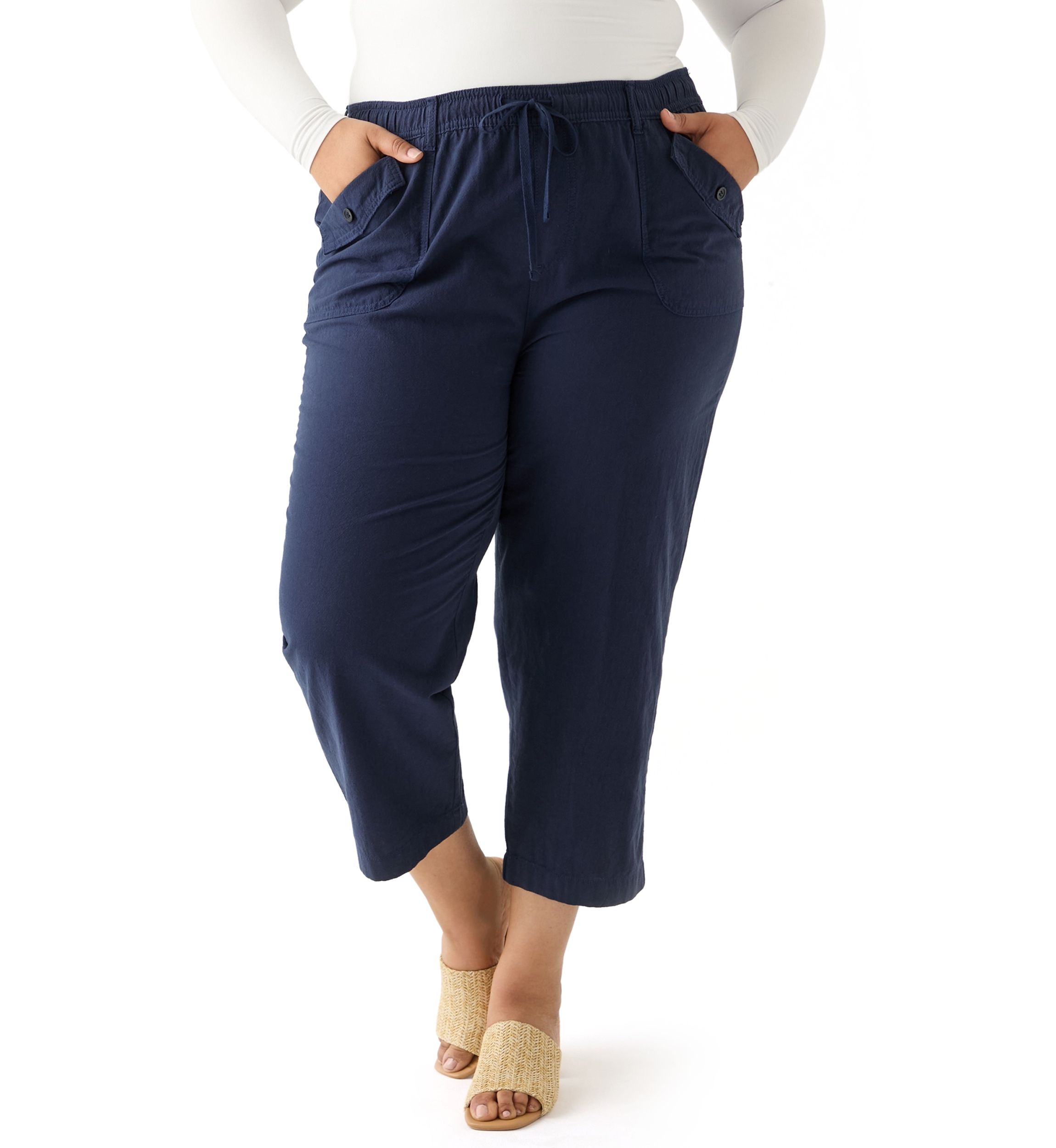 Plus Size Sheeting Capri Pants