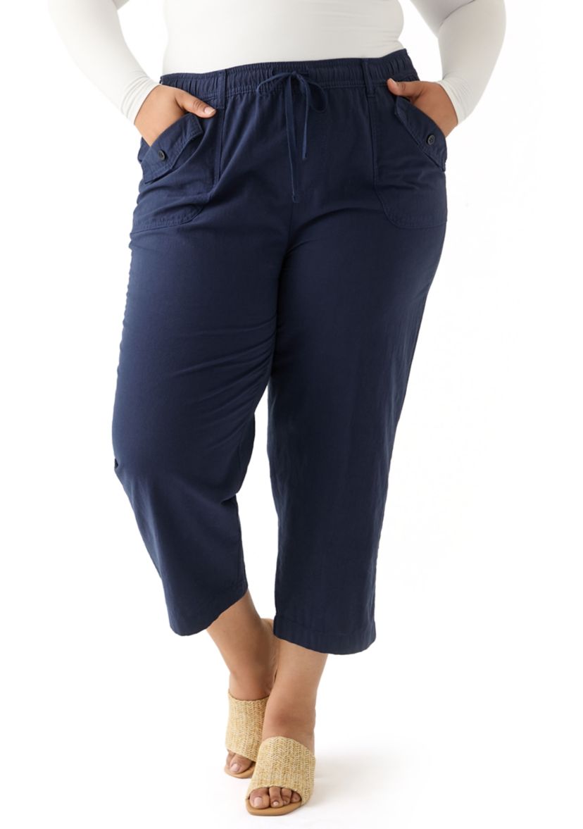 Plus Size Sheeting Capri Pants
