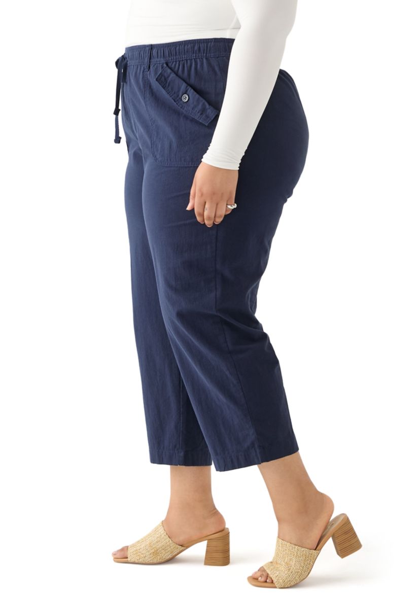 Plus Size Sheeting Capri Pants