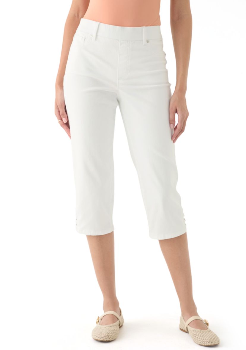 Womens Ladder Hem Capri Pants