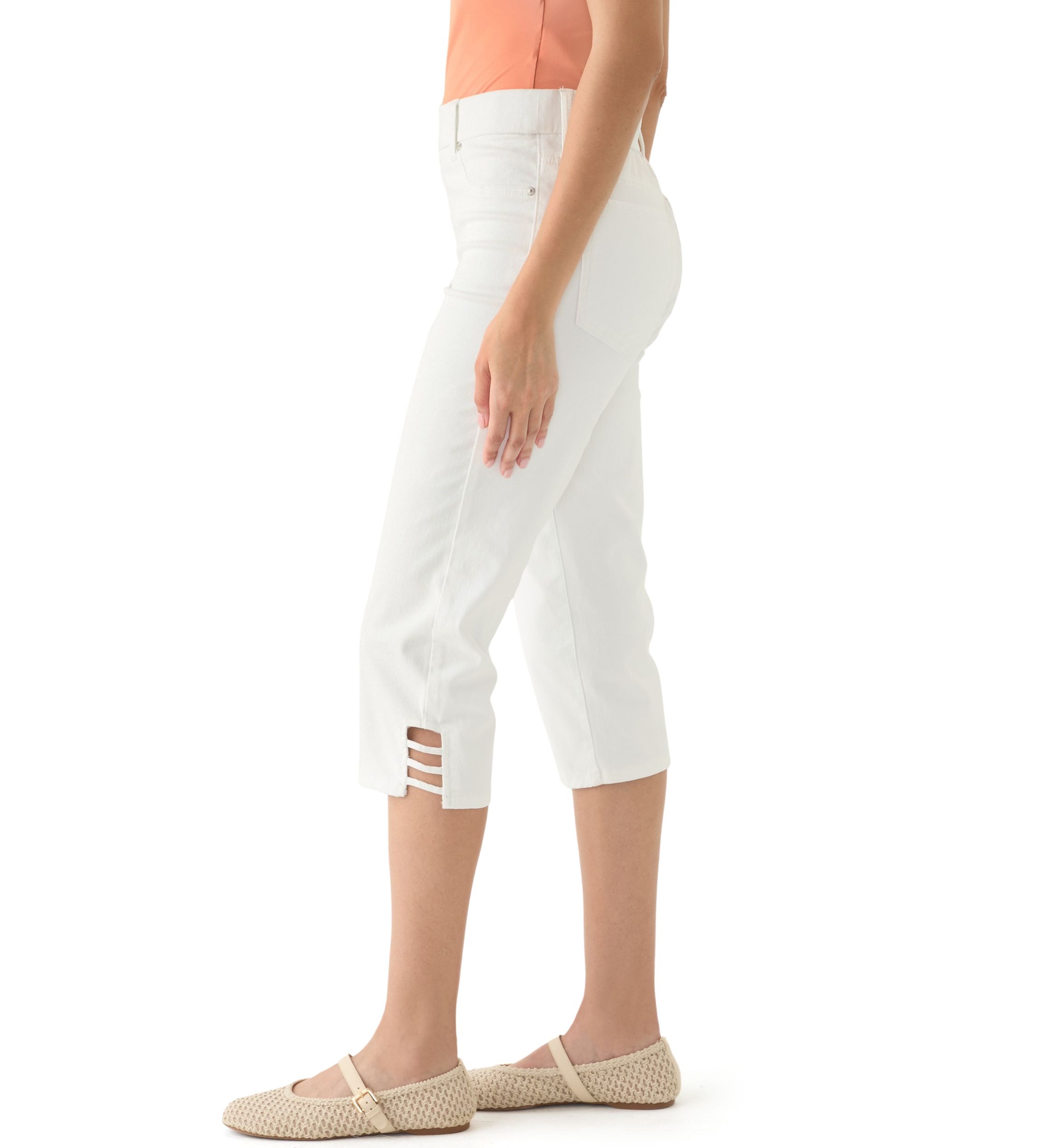 Womens Ladder Hem Capri Pants