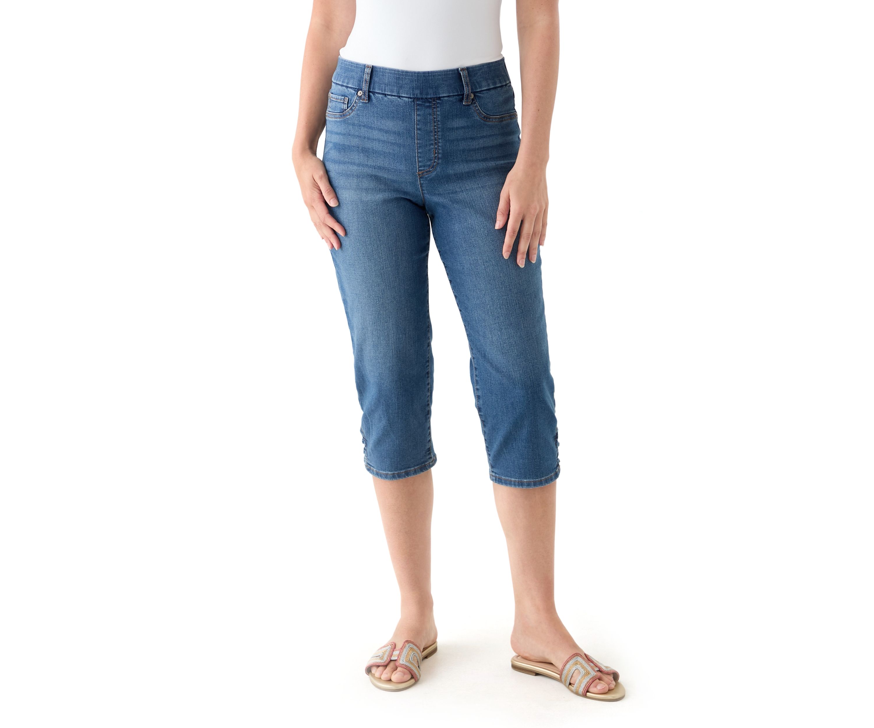 Womens Ladder Hem Capri Pants