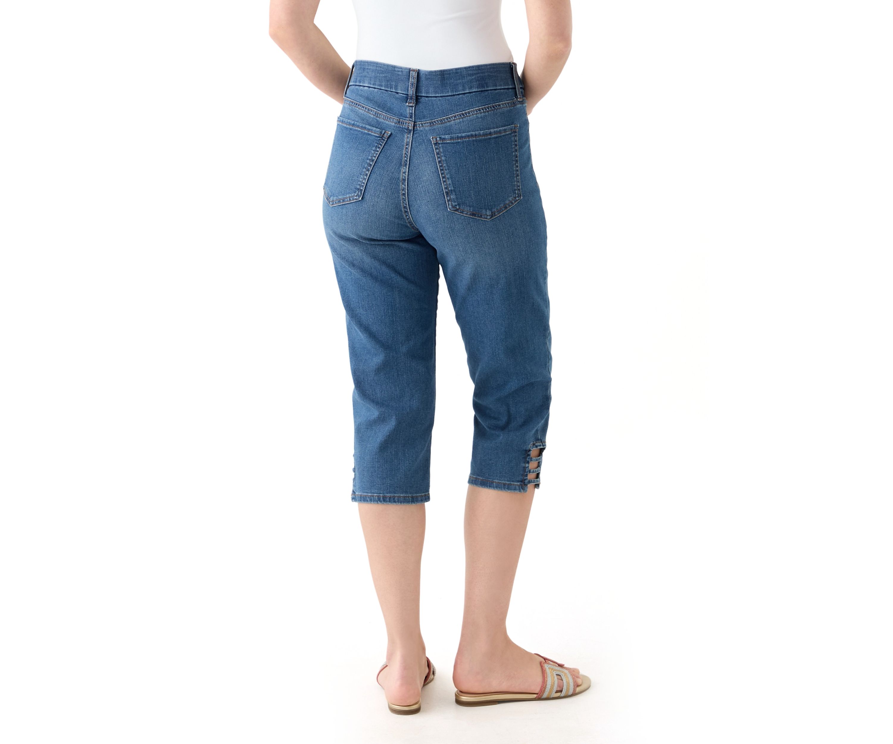 Womens Ladder Hem Capri Pants
