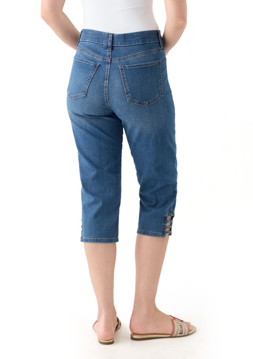 Womens Ladder Hem Capri Pants