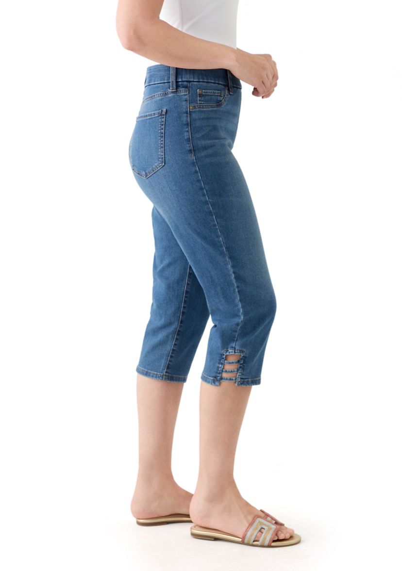 Womens Ladder Hem Capri Pants
