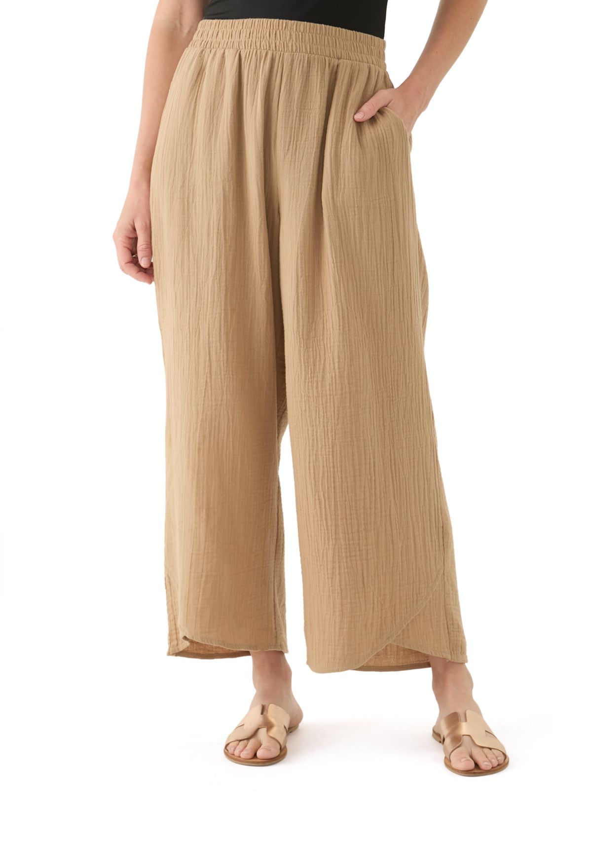 Womens Gauze Tulip Hem Pants