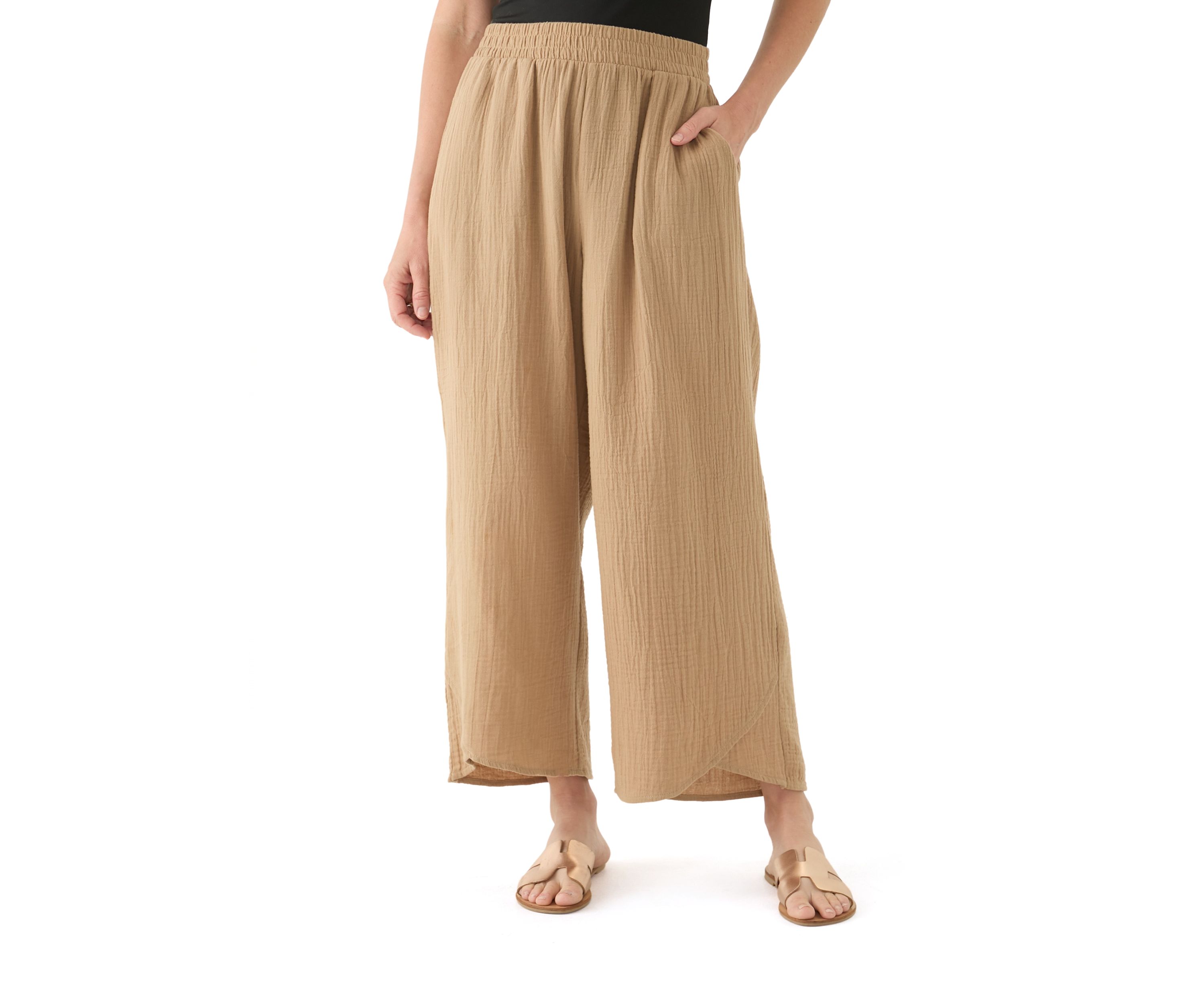 Womens Gauze Tulip Hem Pants