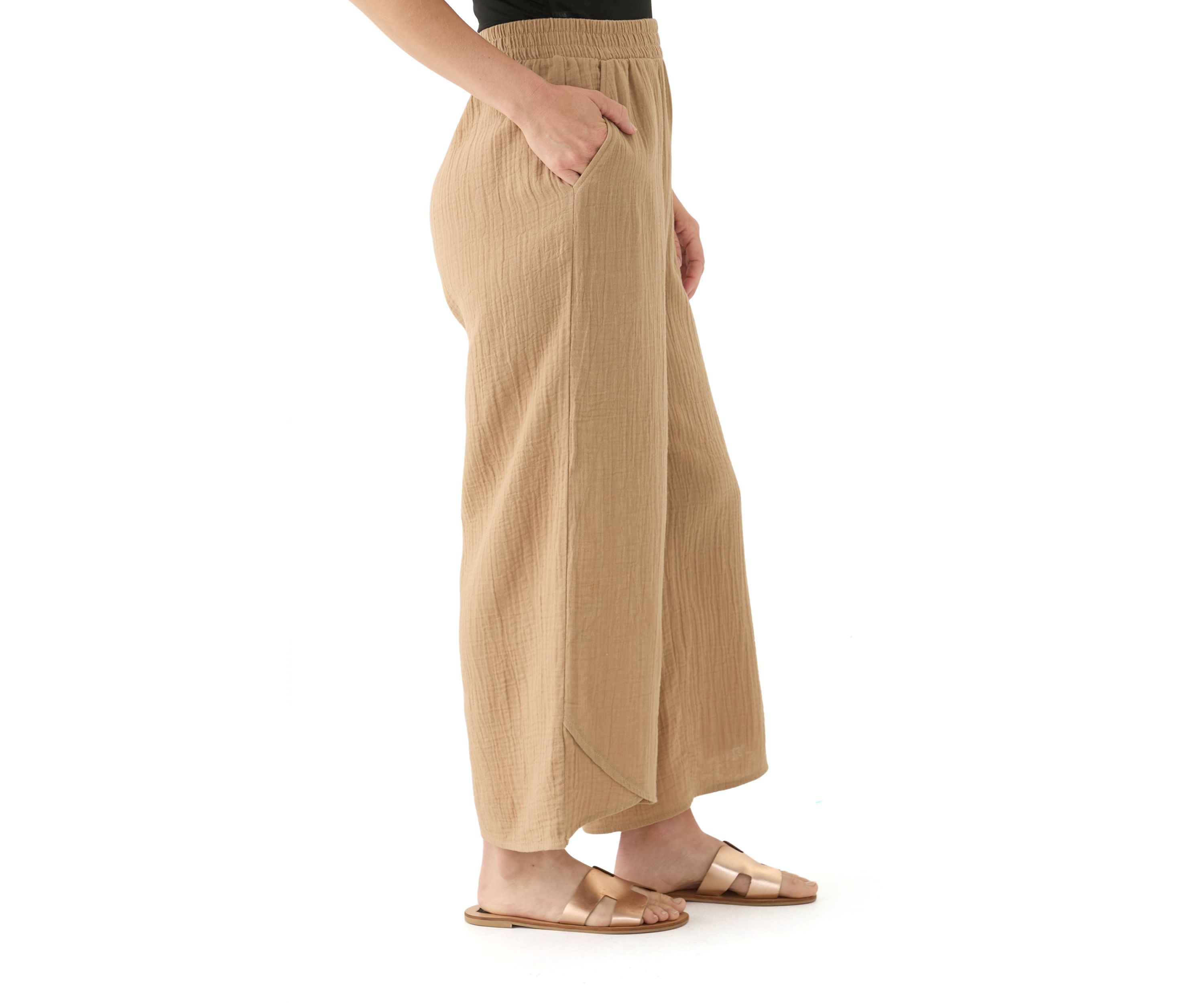 Womens Gauze Tulip Hem Pants