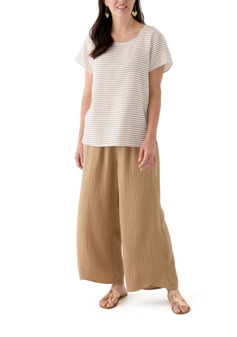Womens Gauze Tulip Hem Pants