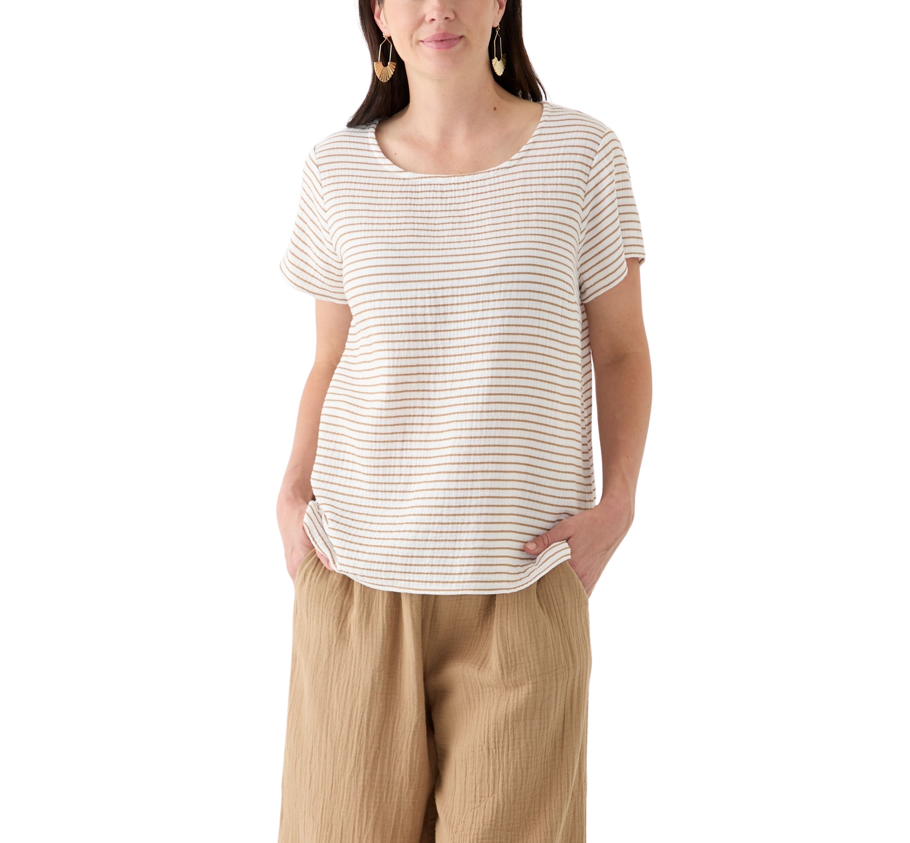 Womens Short Sleeve Gauze Top 