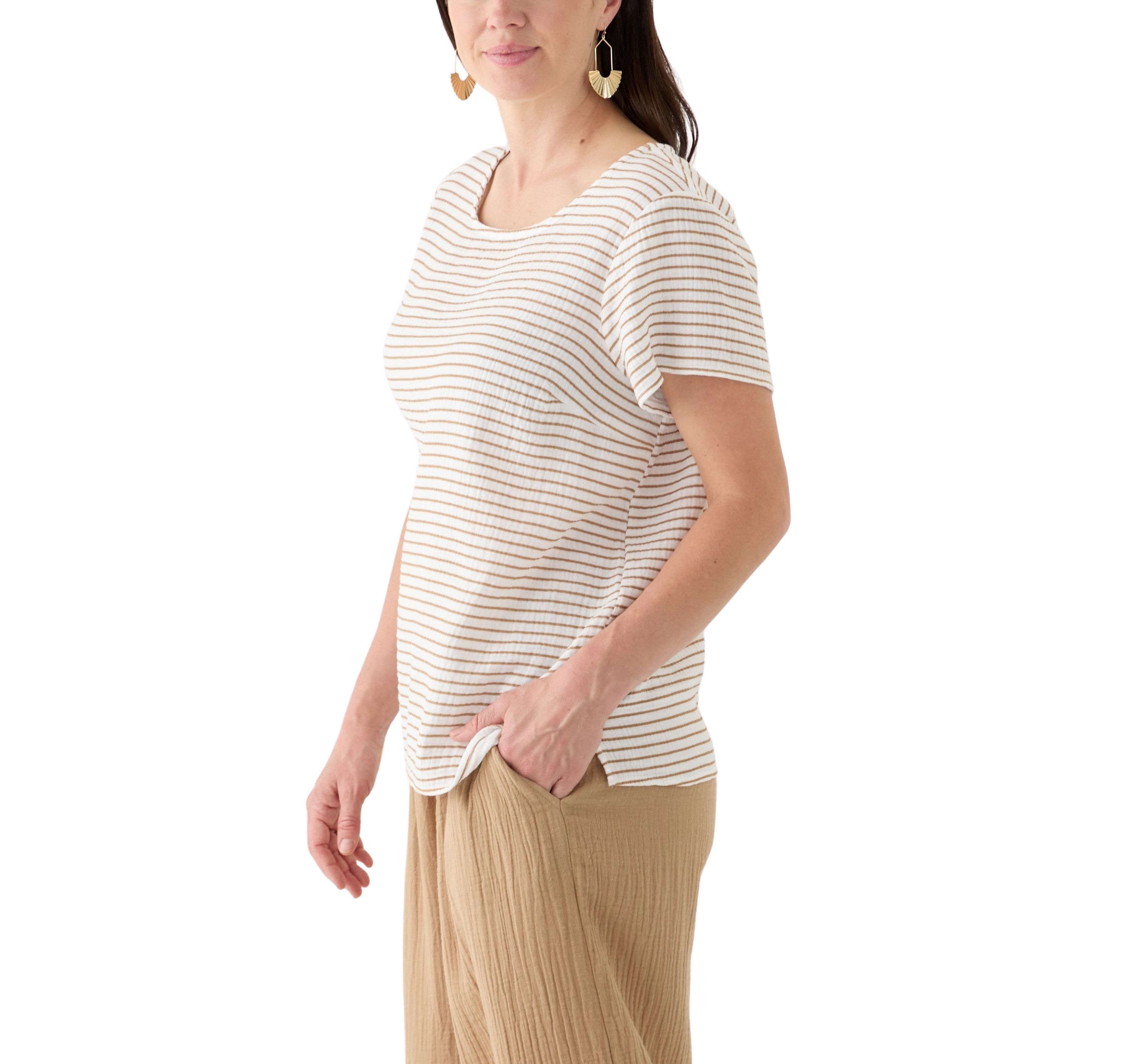 Womens Short Sleeve Gauze Top 