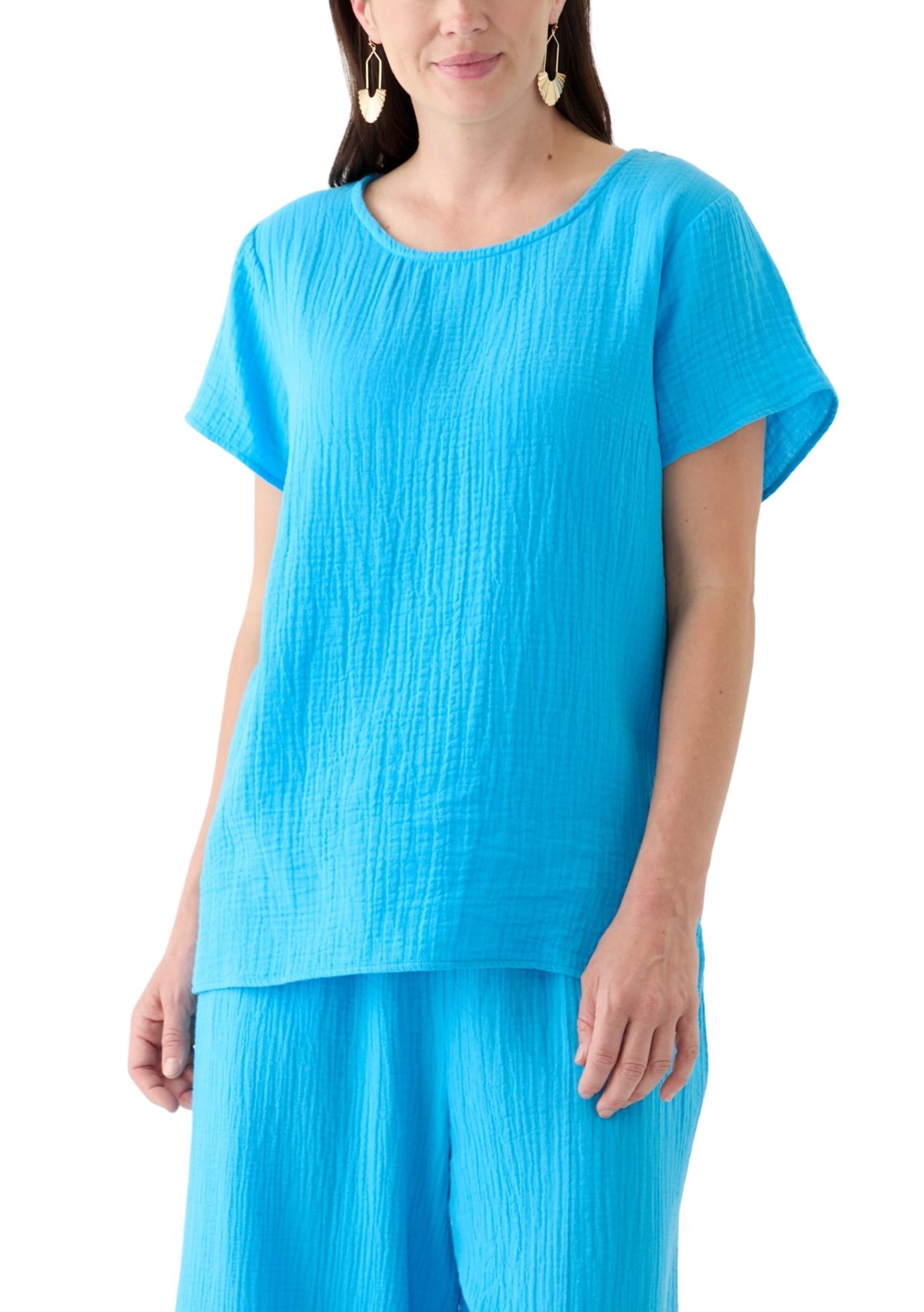 Womens Short Sleeve Gauze Top 