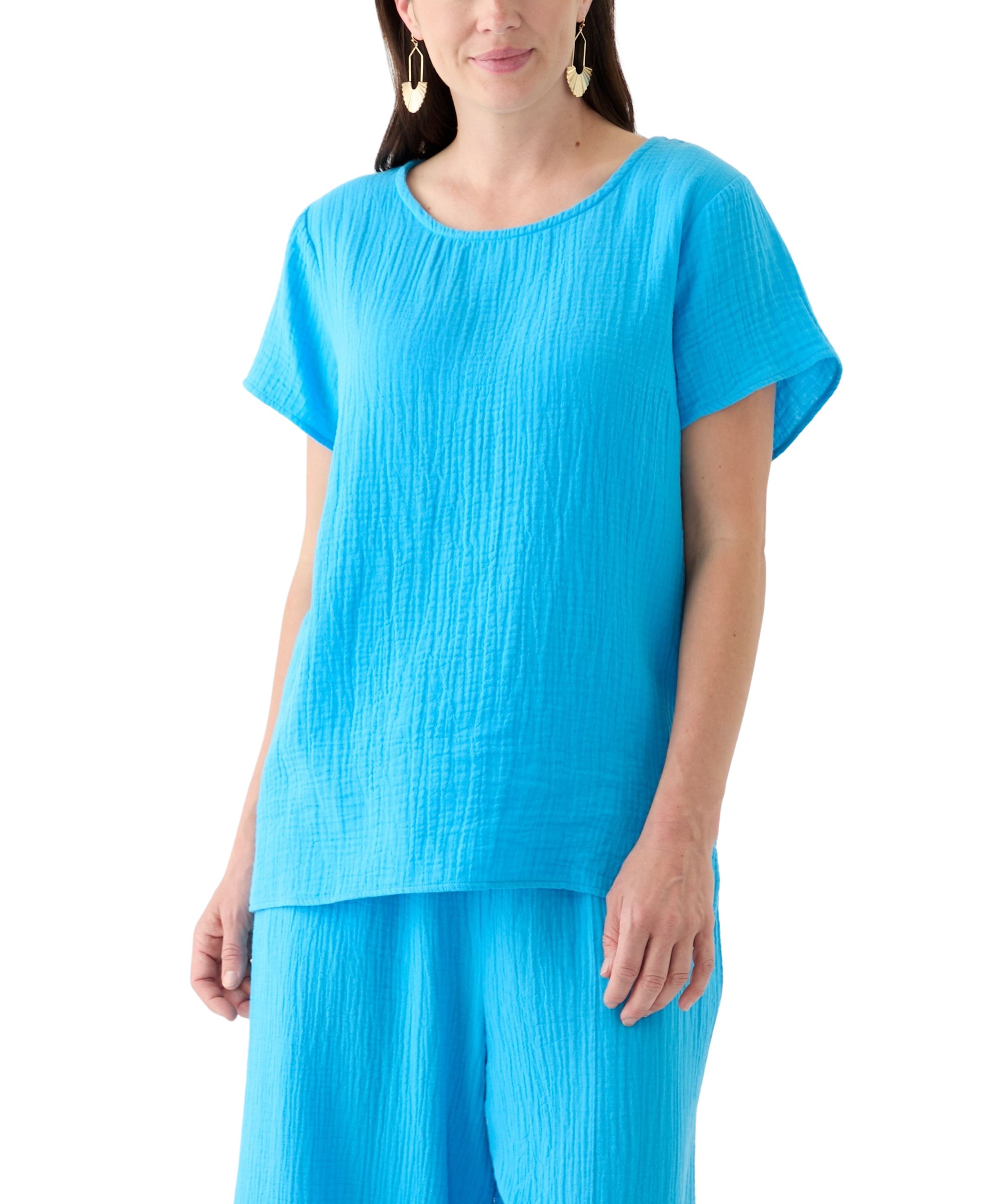 Womens Short Sleeve Gauze Top 