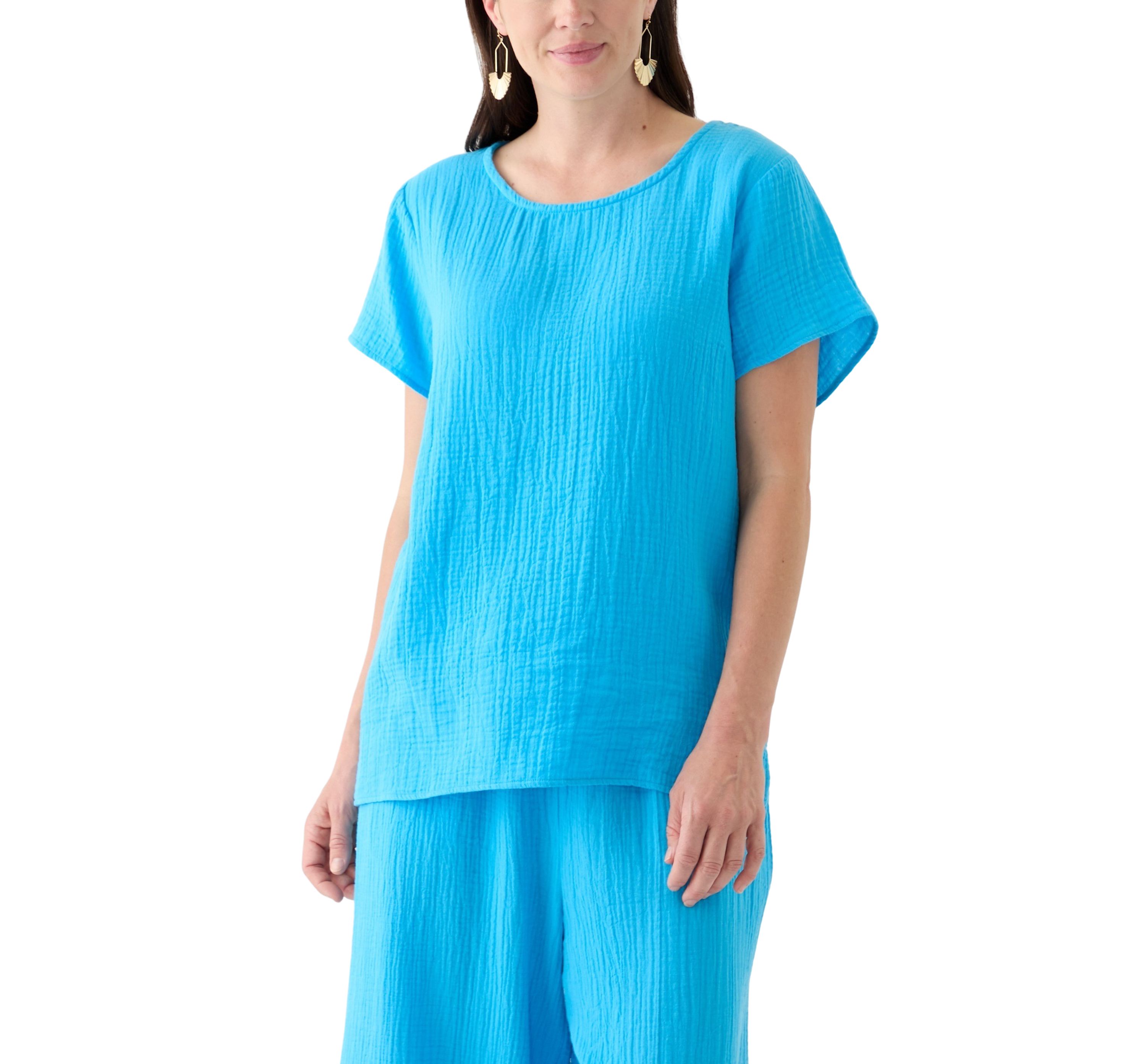 Womens Short Sleeve Gauze Top 