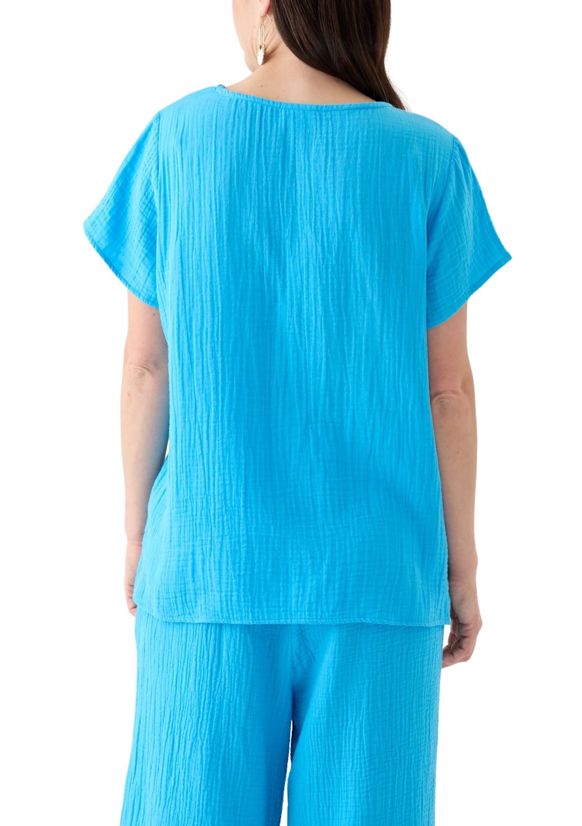 Womens Short Sleeve Gauze Top 