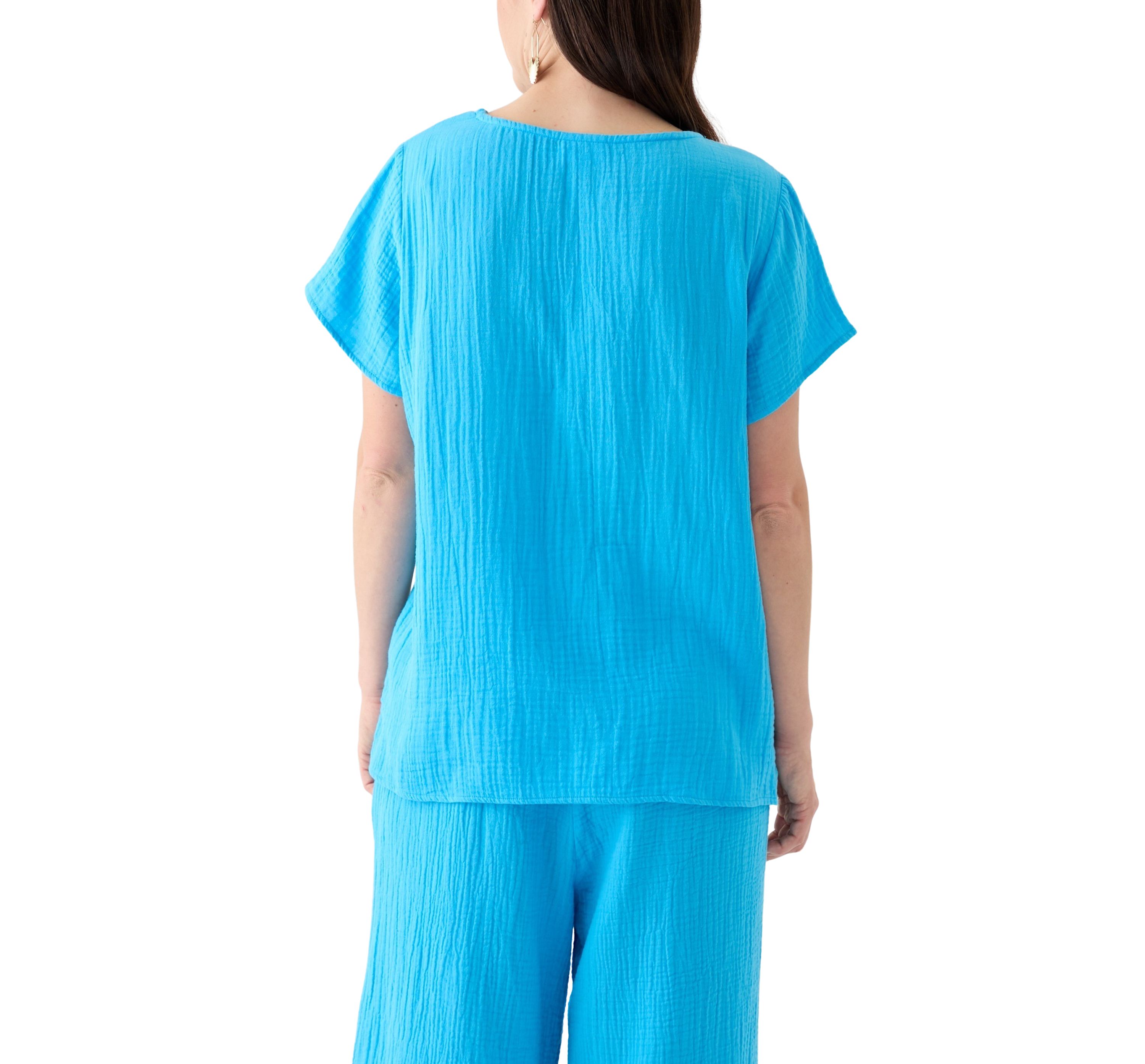Womens Short Sleeve Gauze Top 