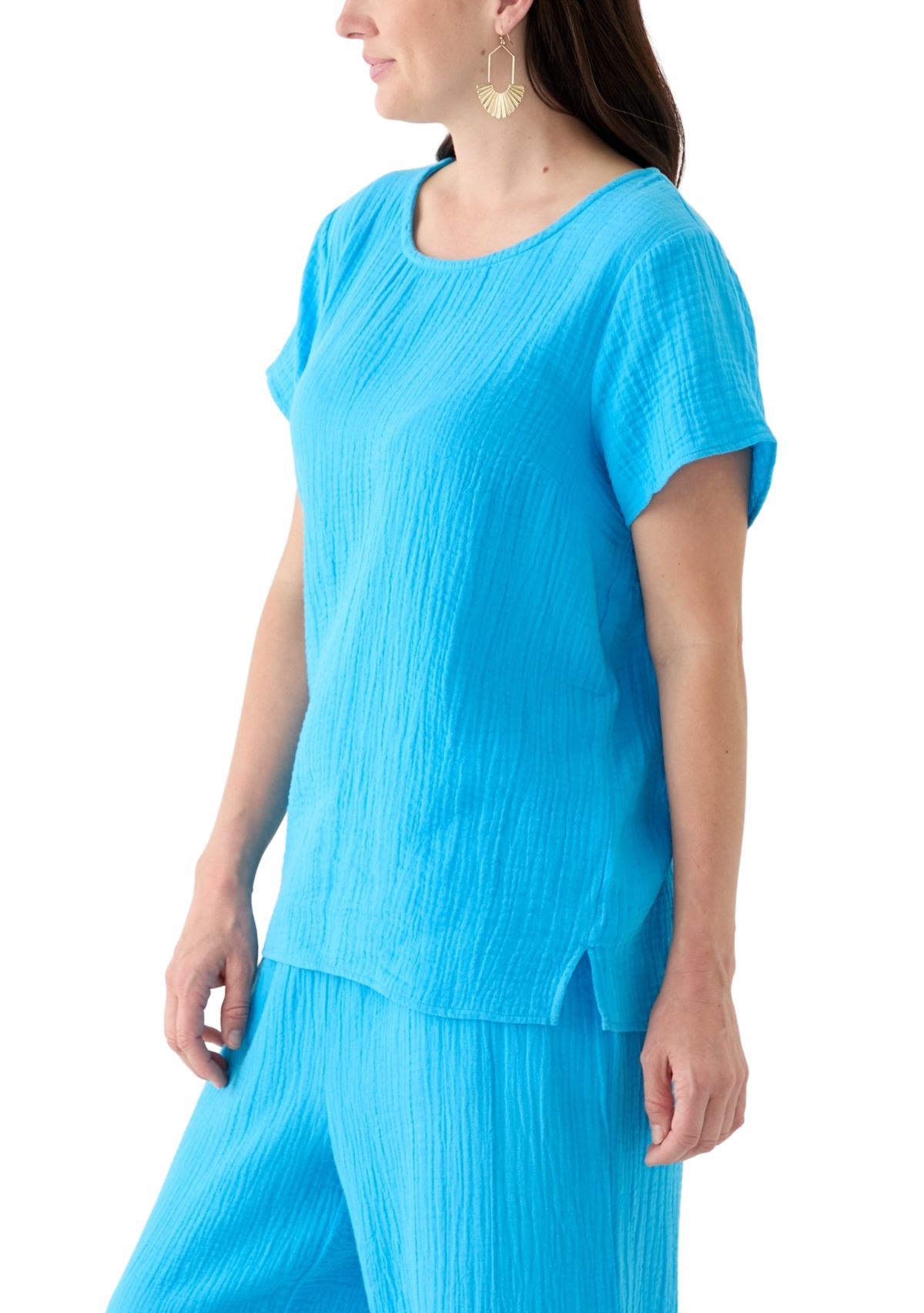 Womens Short Sleeve Gauze Top 