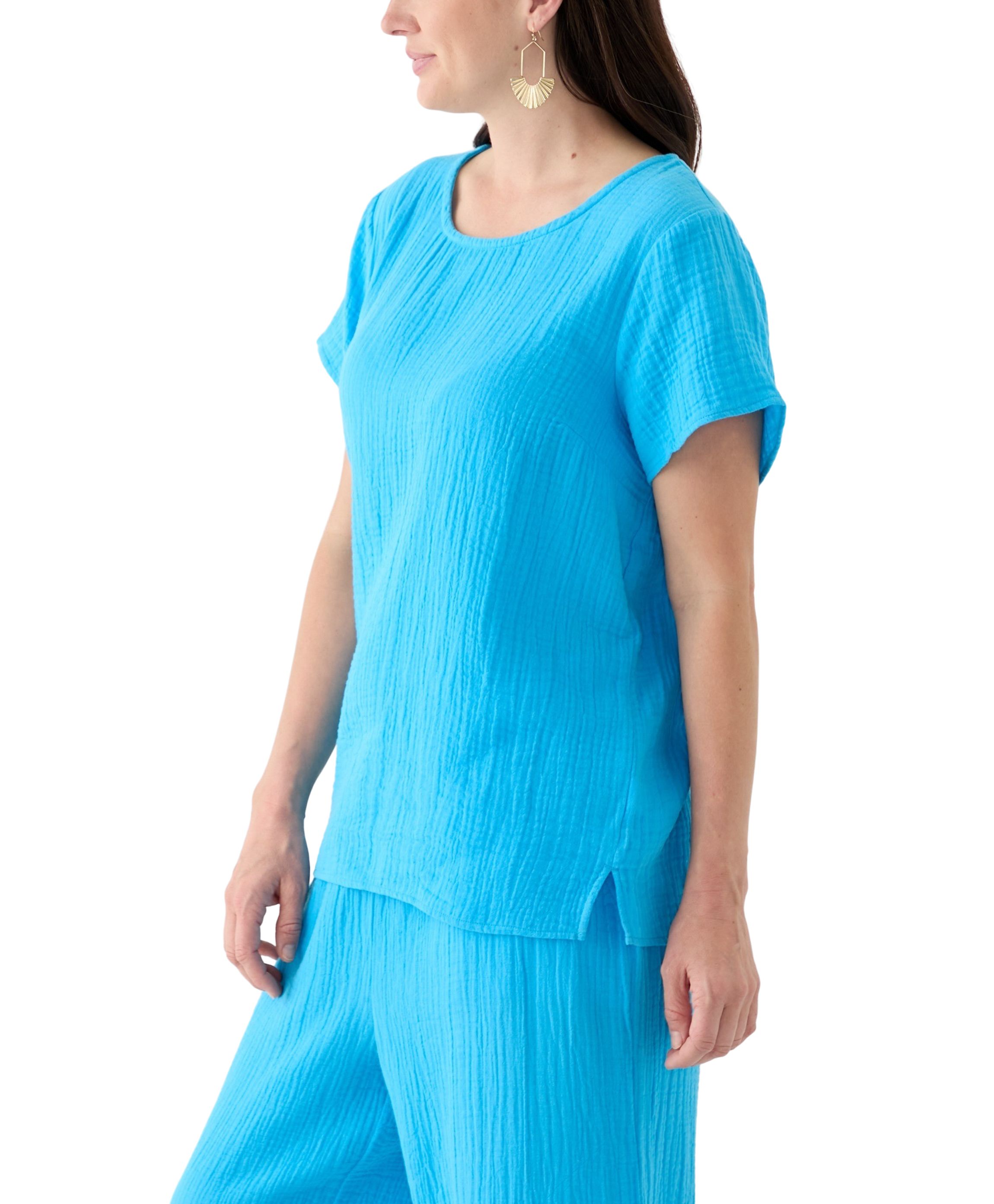 Womens Short Sleeve Gauze Top 