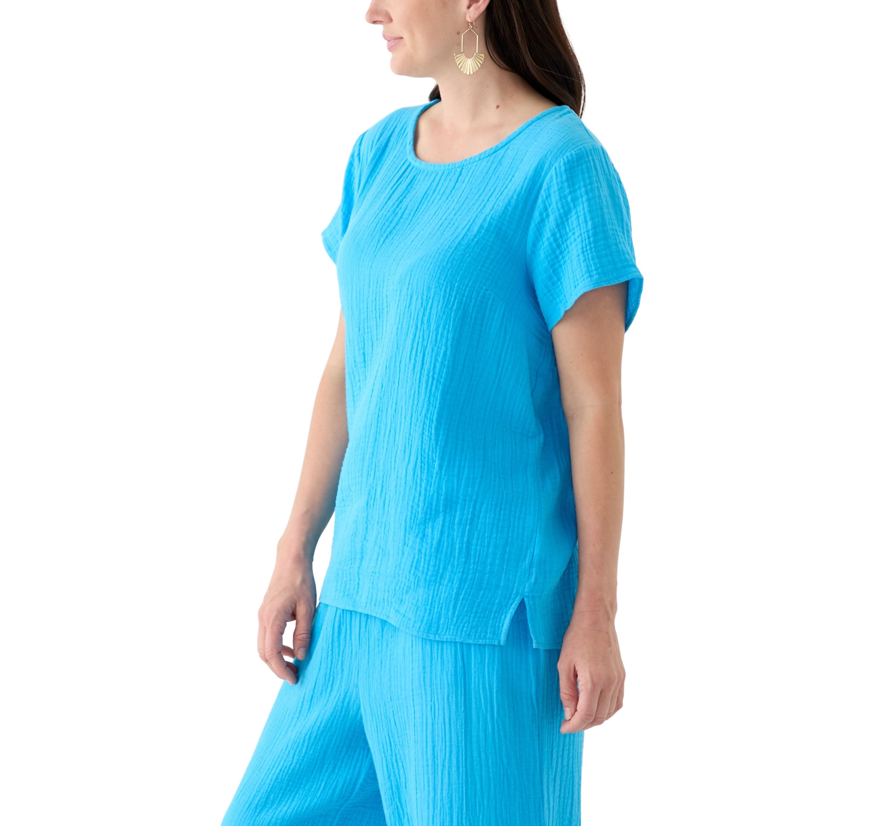 Womens Short Sleeve Gauze Top 