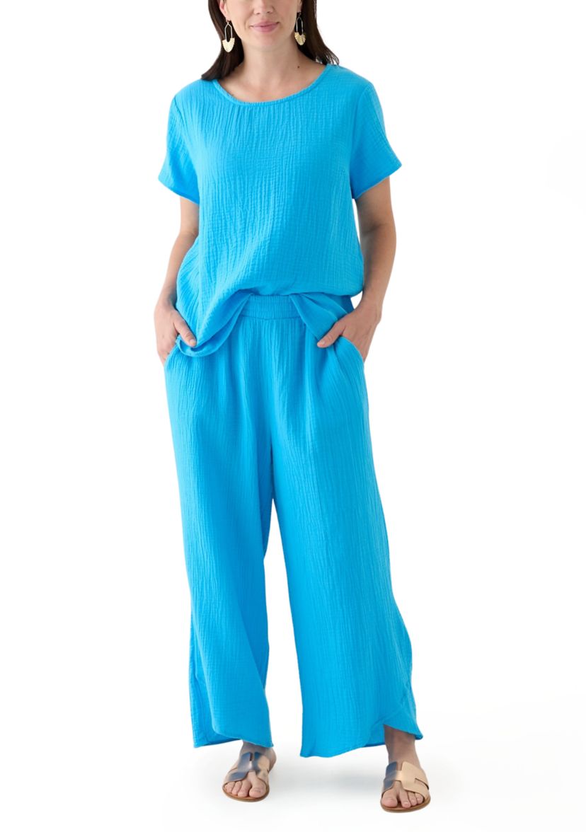 Womens Short Sleeve Gauze Top 
